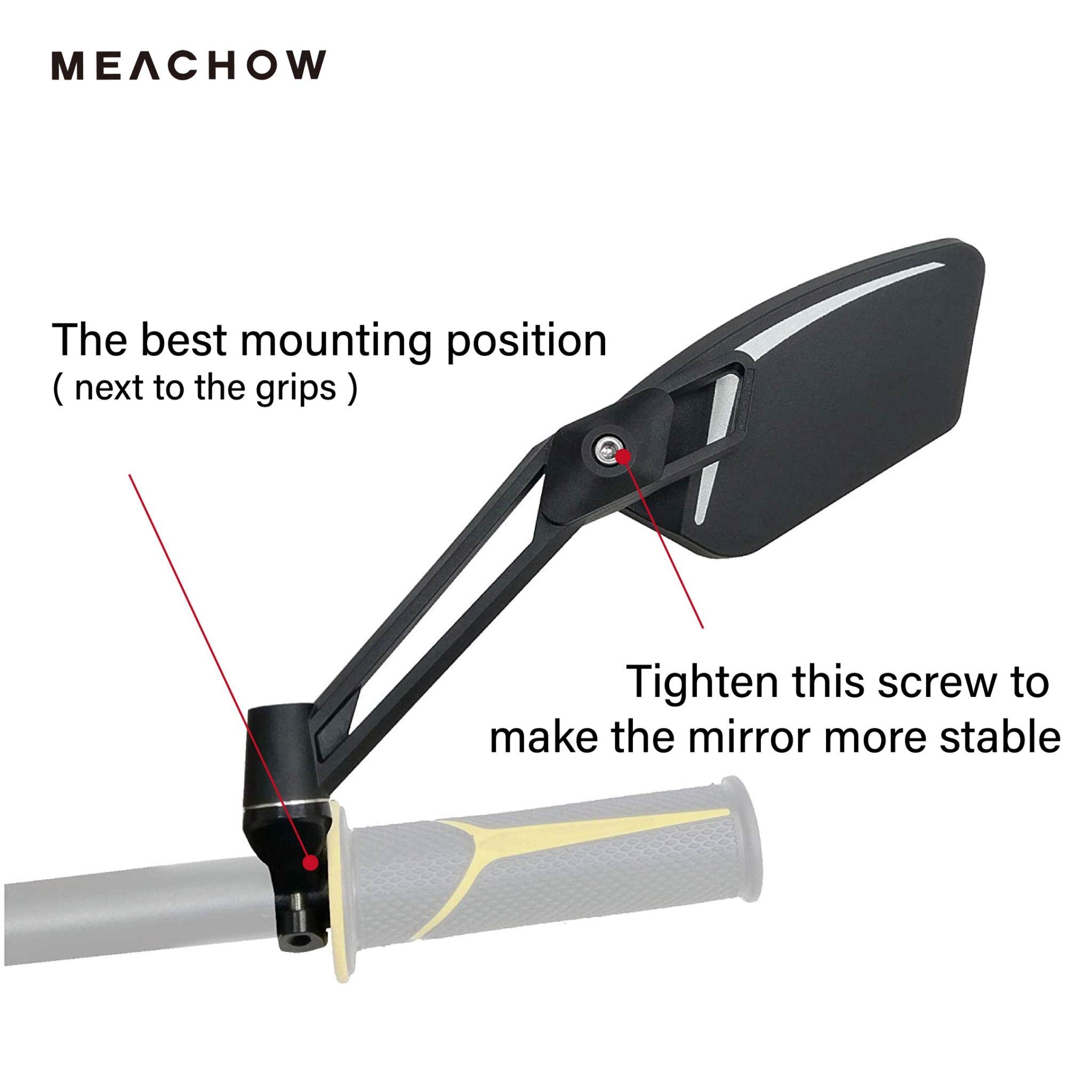 MEACHOW Scratch-Resistant Glass Lens Bike Mirror - Adjustable Handlebar Rearview Mirror for Safe Cycling (ME-003) | Perfect for Road Bikes, Mountain Bikes & Commuting