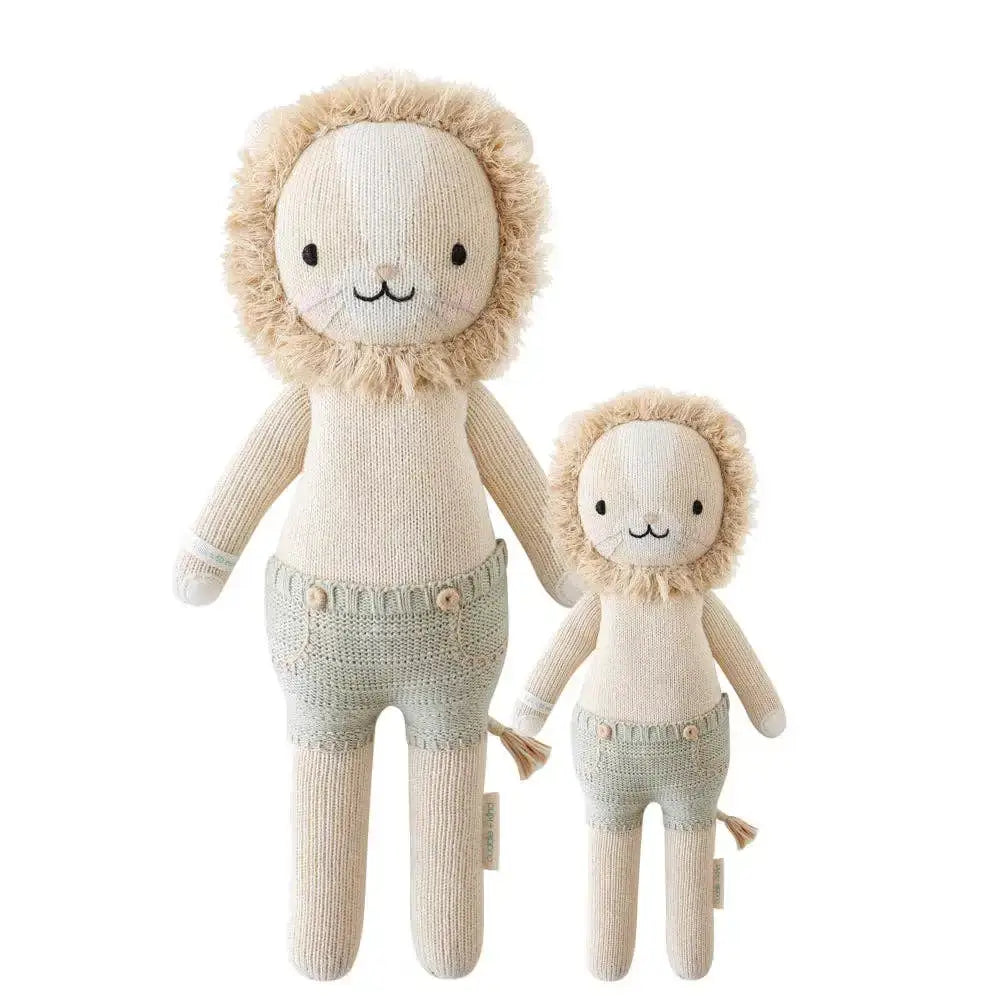 Cuddle + Kind Sawyer the Lion Hand-Knit Organic Cotton Plush Toy - Perfect for Kids' Bedtime, Nursery Decor & Gift Giving