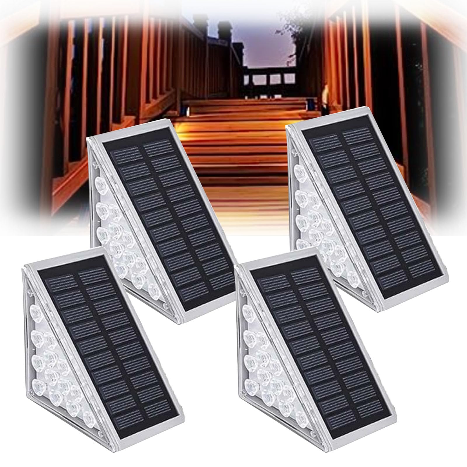 Solar Step Lights - Warm LED, Waterproof for Outdoor Stairs & Pathways (4pcs)