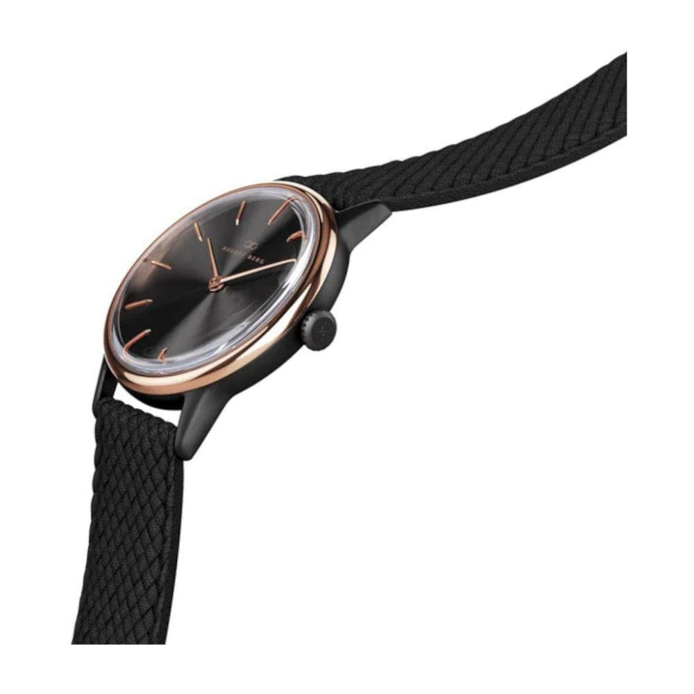 August Berg 10232G01VBK Black Dial Leather Strap Unisex Watch - Stylish & Elegant Timepiece for Men & Women | Perfect for Office, Formal Events & Everyday Wear