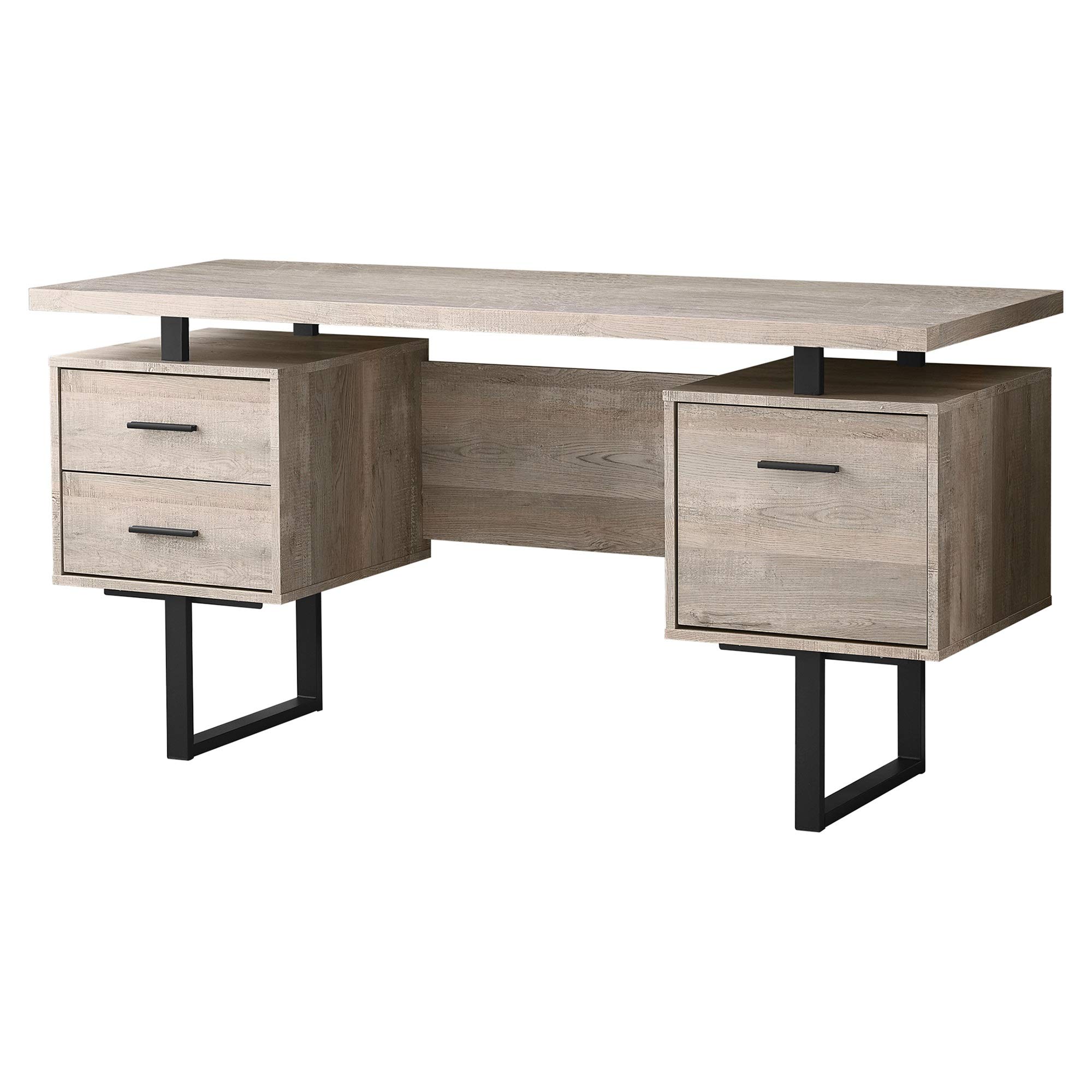 Ergonomic 60-Inch Computer Desk with Reclaimed Wood Top & Black Metal Frame - Modern Home Office Desk for Work, Study, and Gaming
