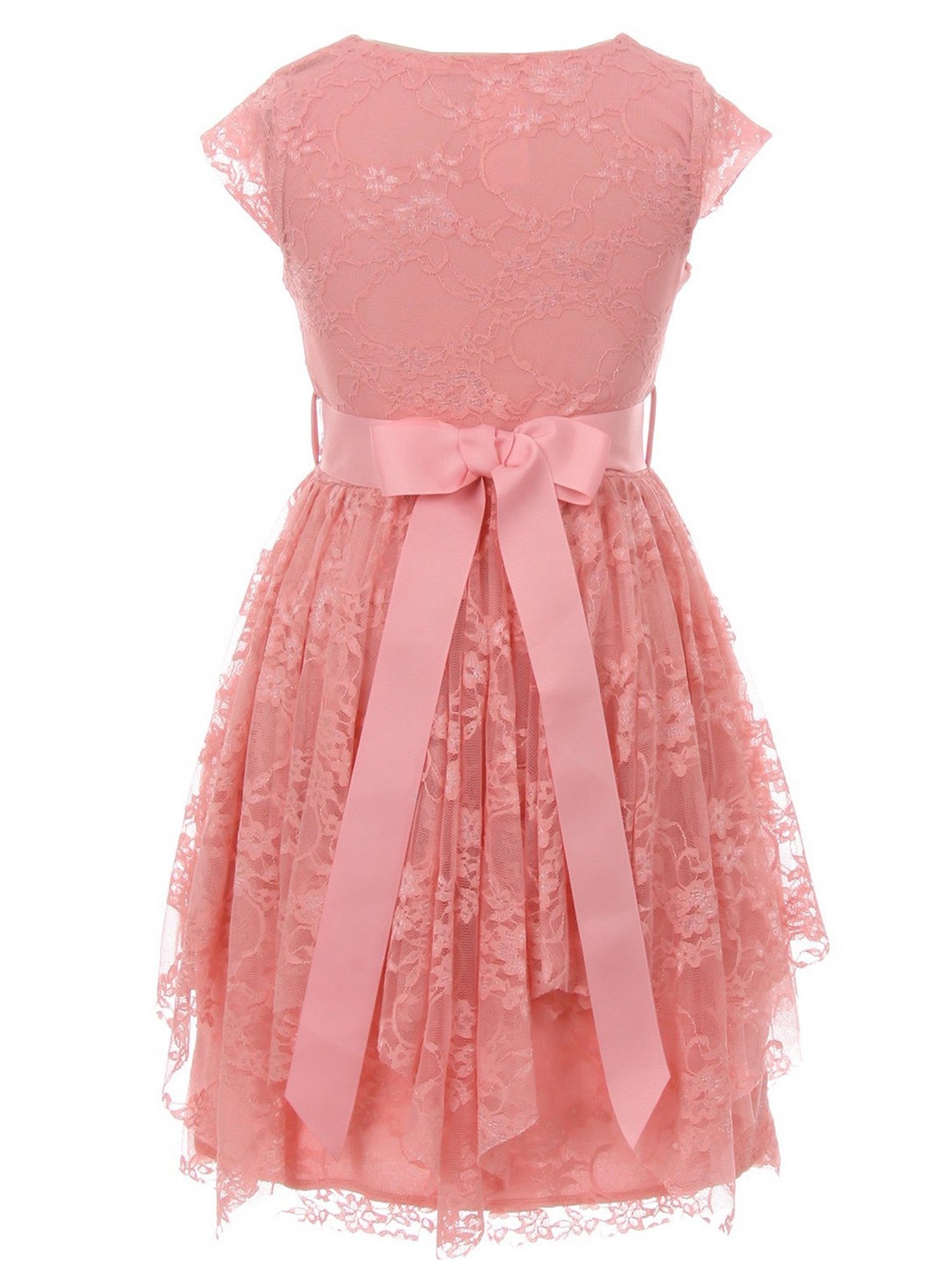 Elegant Rose Lace Cap Sleeve Easter Bridesmaid Dress for Big Girls Size 8-14 | Perfect for Spring Weddings, Church Events & Special Occasions