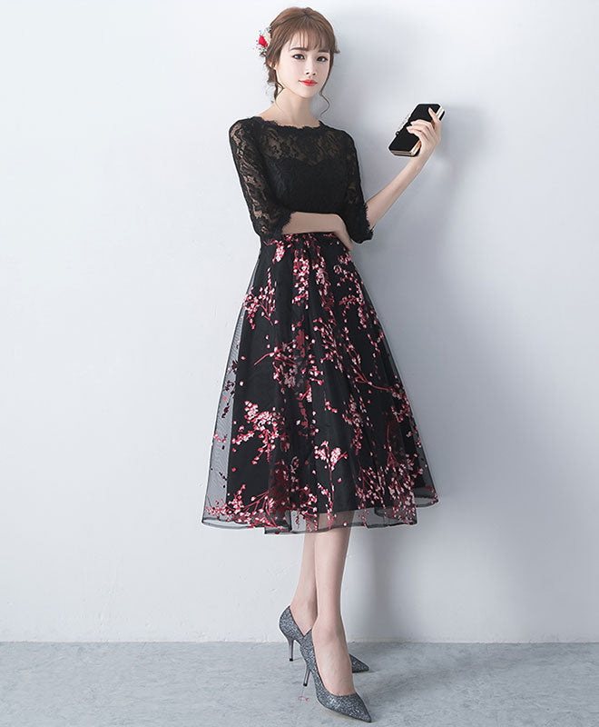 Elegant Black Lace Tulle Short Prom Dress for Women - Sexy Black Lace Bridesmaid Dress for Wedding Party - Perfect for Homecoming, Prom Night & Formal Events