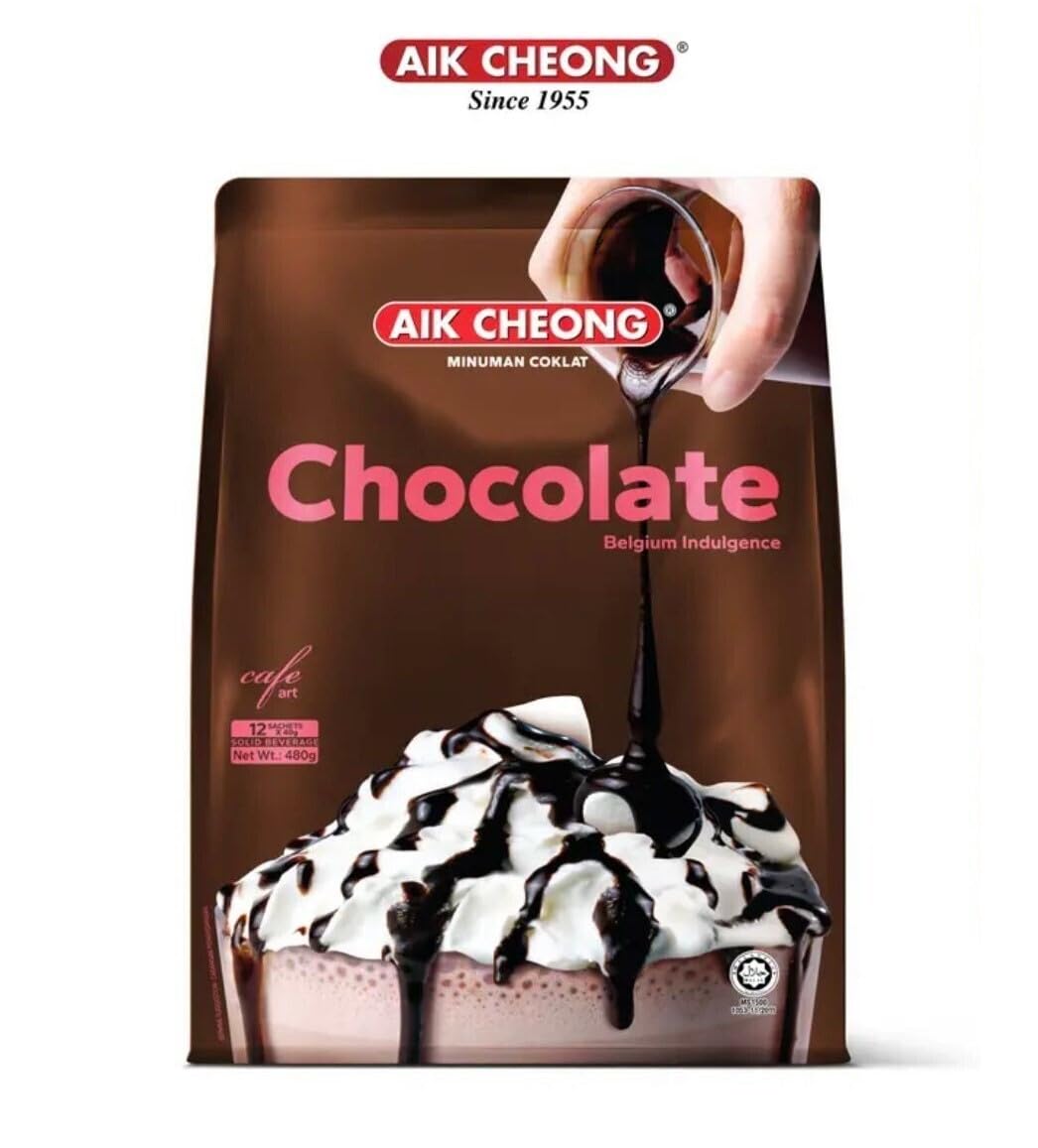 Premium 6-Pack Aik Cheong Hot Chocolate Mix (90 Sachets) - Authentic Malaysian Cocoa Drink - Fast US Shipping - Perfect for Breakfast, Office Snacks & Cozy Winter Nights