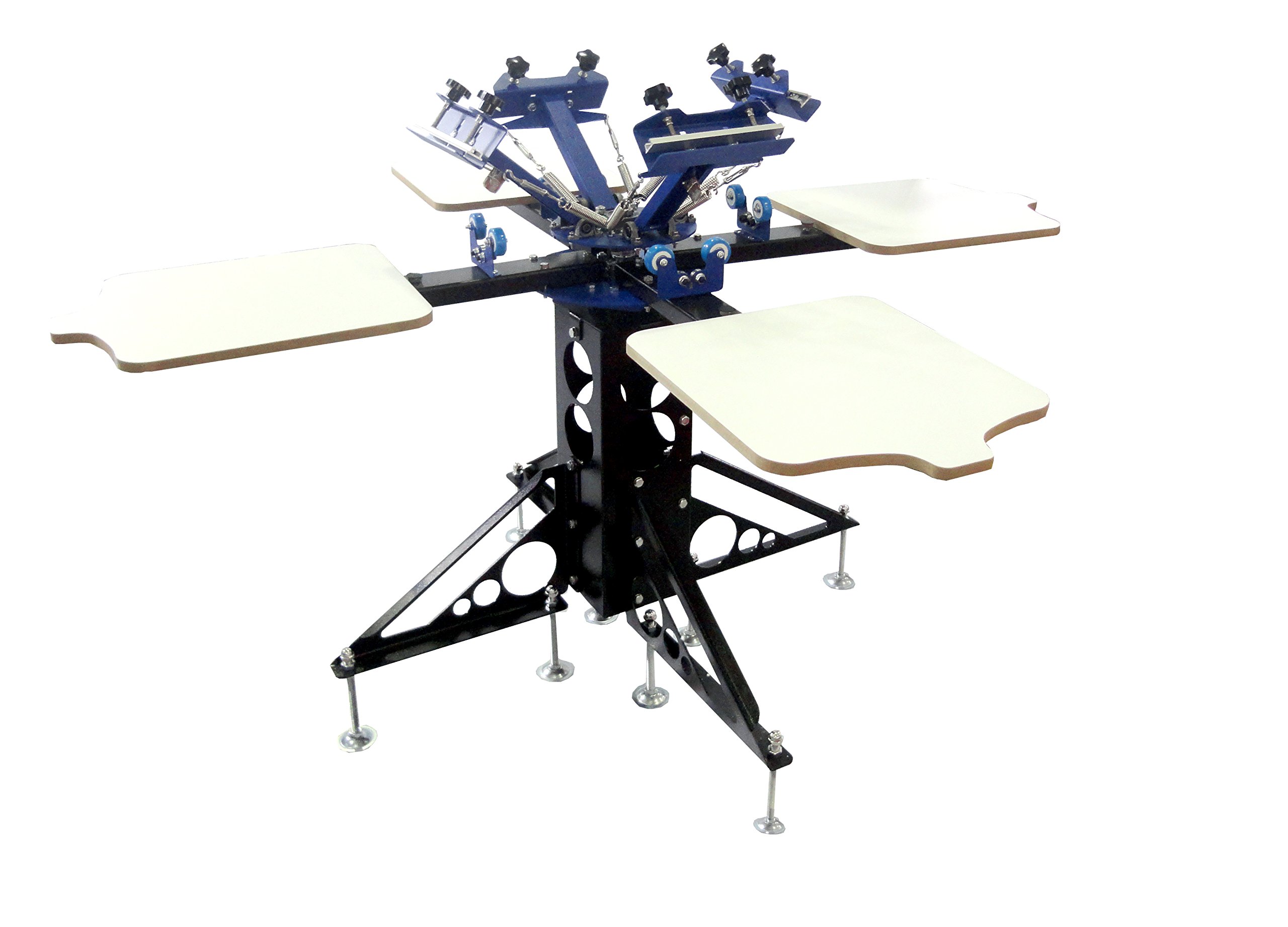 4 Station 3 Color Screen Printing Machine with Rotating Screen & Platen - Professional T-Shirt Printing Press with Built-in Dryer for DIY, Custom Apparel & Small Business