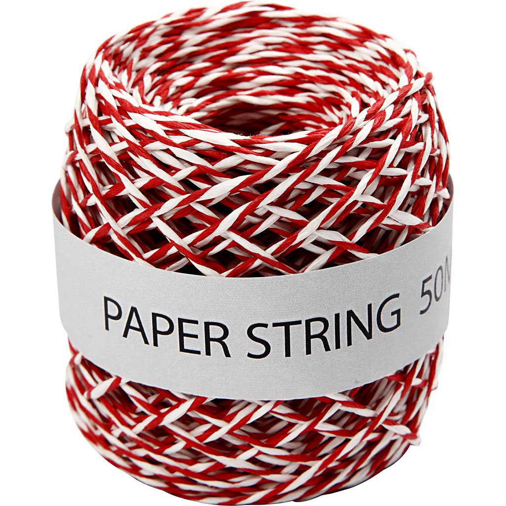 Premium Red and White Paper Cord - 50 Meters for DIY Crafts, Gift Wrapping & Home Decor | Eco-Friendly & Durable Decorative Twine