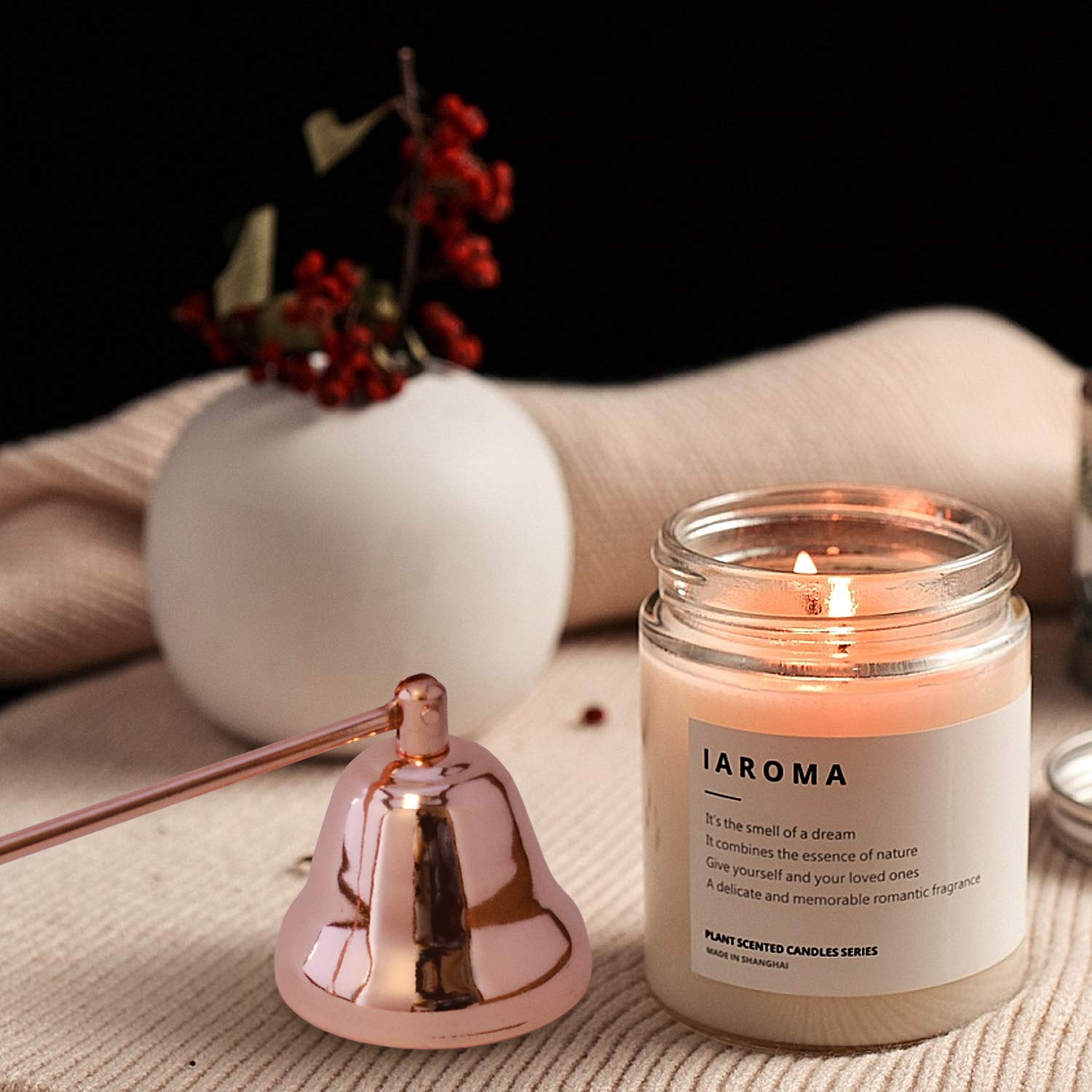 Rose Gold Metal Candle Snuffer with Long Handle - Perfect for Aromatherapy & Jar Candles