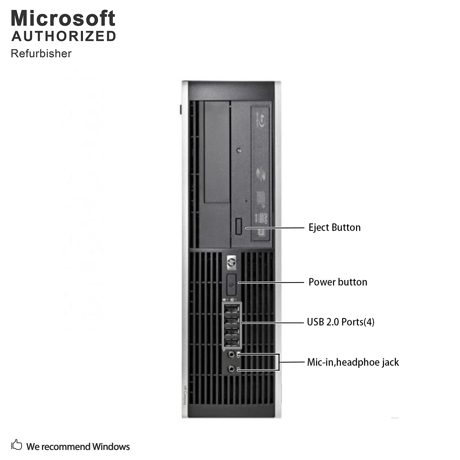 HP Elite Desktop Computer - Intel Core i5 3.2GHz, 8GB RAM, 500GB HDD, WiFi, Windows 10 (Renewed) with 19