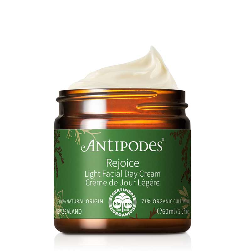 Antipodes Rejoice Light Facial Day Cream - Organic Hydrating Moisturizer for Dry & Sensitive Skin | Daily Skincare Routine for Glowing Complexion
