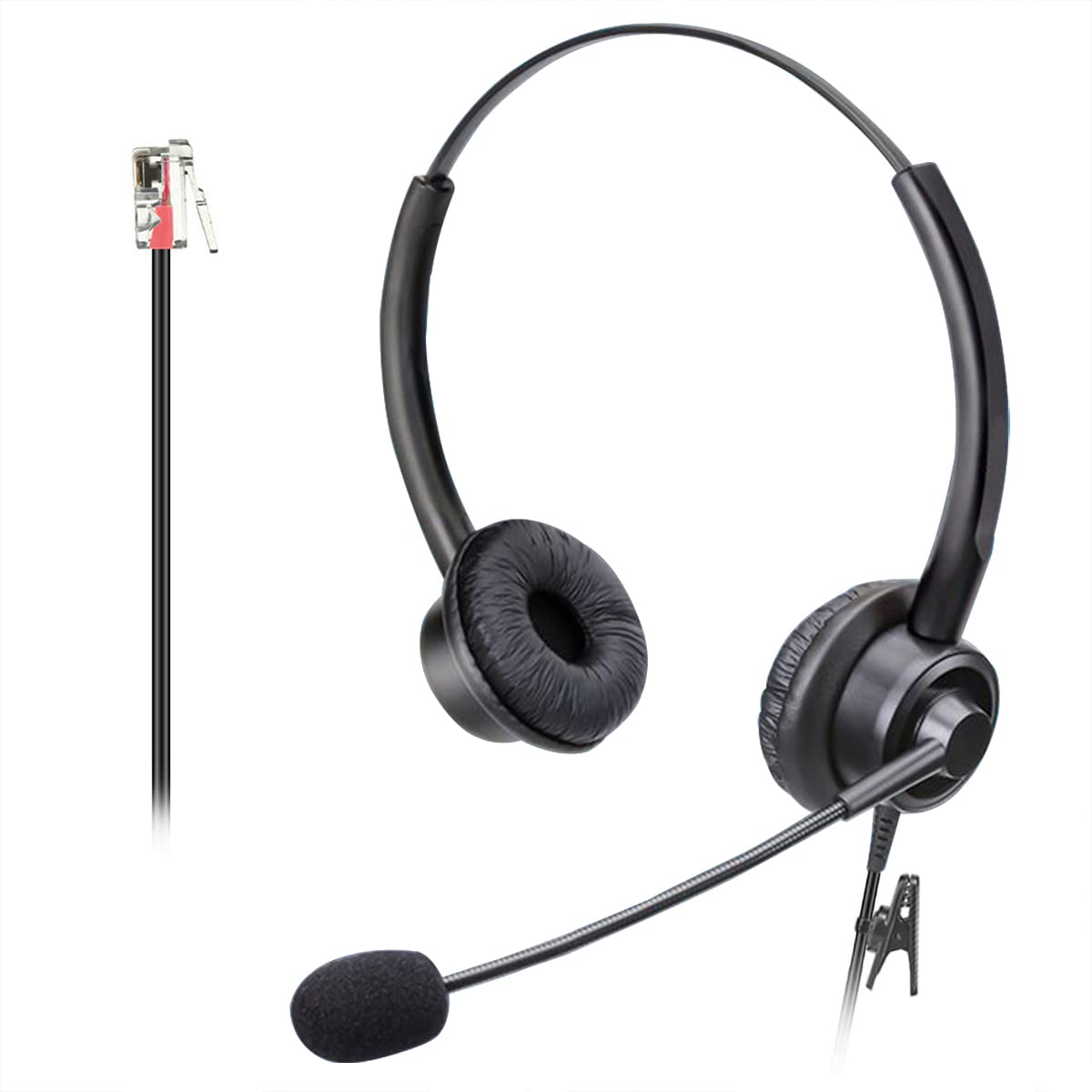Noise Cancelling RJ9 Phone Headset for Office Phones - Binaural Telephone Headset Compatible with Cisco 8841 8845 8851 8865 6945 7811 7821 7940 7841 7861 7945 7965 VOIP Phones - Perfect for Call Centers, Remote Work & Customer Service