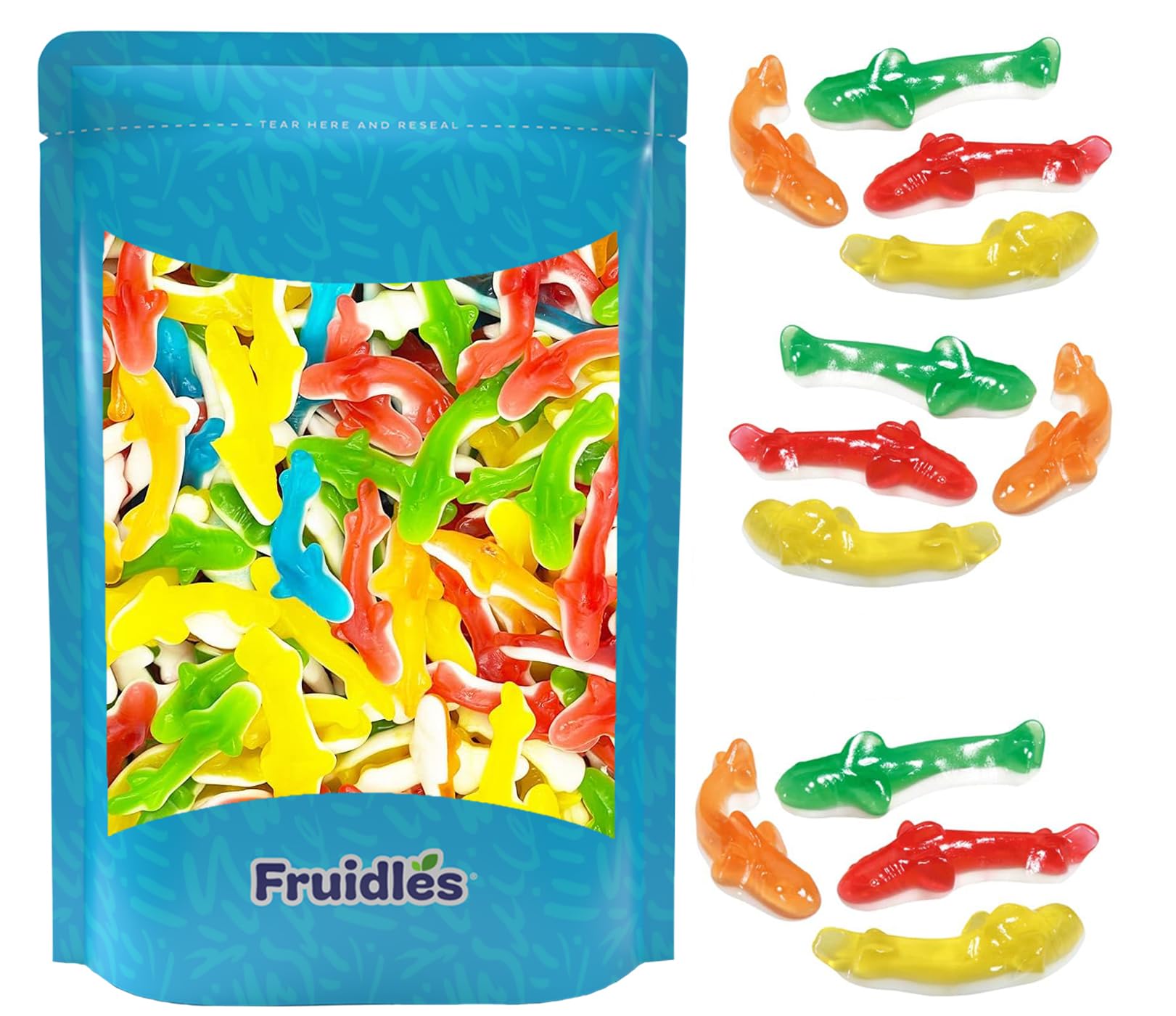Fruidles Assorted Gummy Sharks Candy - 1lb Bag of Delicious Fruit Flavored Gummy Bears for Kids & Adults - Perfect for Birthday Parties, Movie Nights & Office Snacks