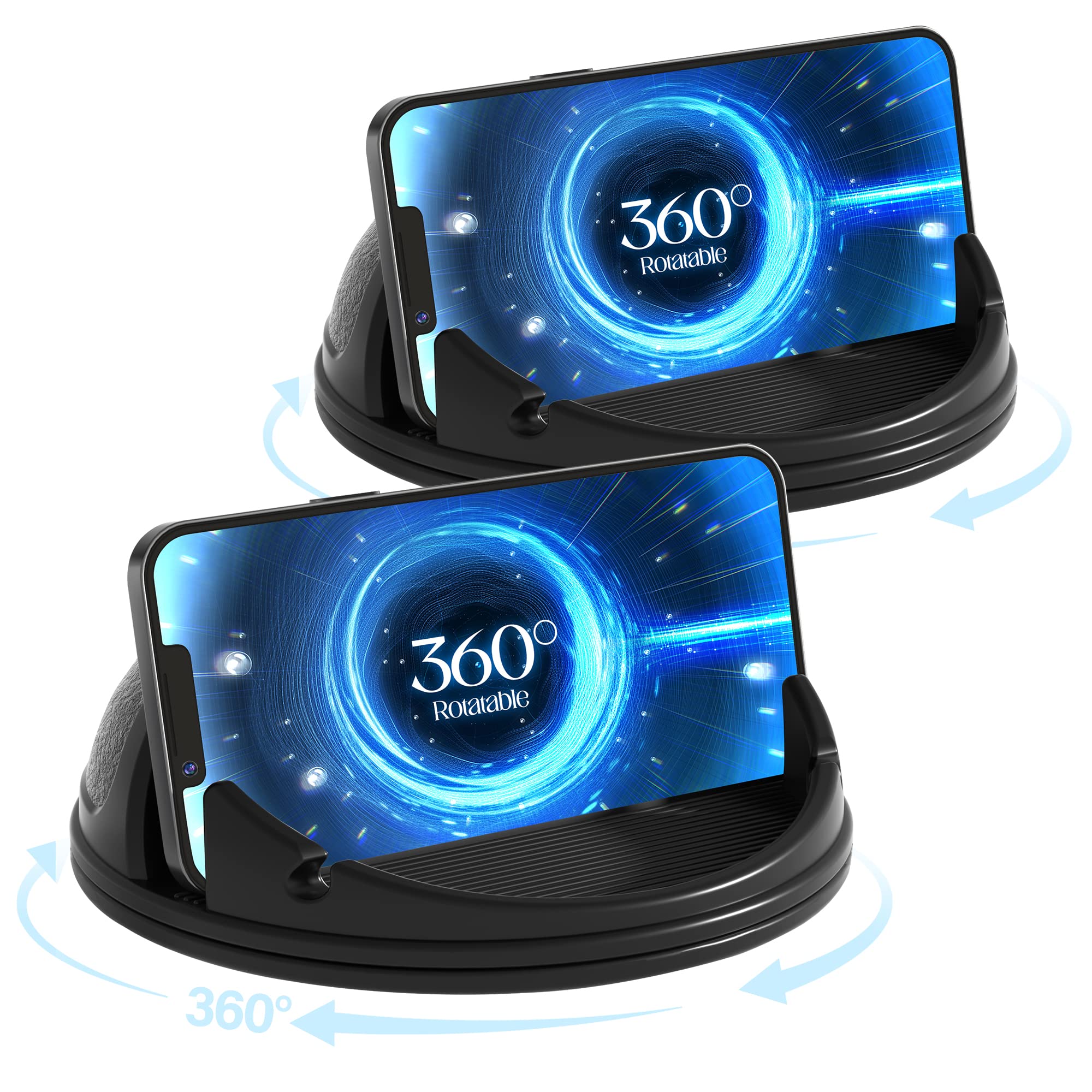 Loncaster 2 Pack Car Phone Holder Mount - 360° Rotatable Dashboard Phone Stand for iPhone 16 15 14 13 12 Pro Max - Hands Free Car Accessories for Safe Driving & Navigation