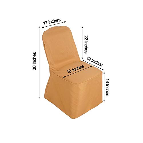 50 pcs Gold Banquet Chair Covers - Washable Polyester Slipcovers for Dining Chairs, Removable Seat Protectors for Weddings, Parties & Events - Elegant Table Setting & Home Decor Accessories