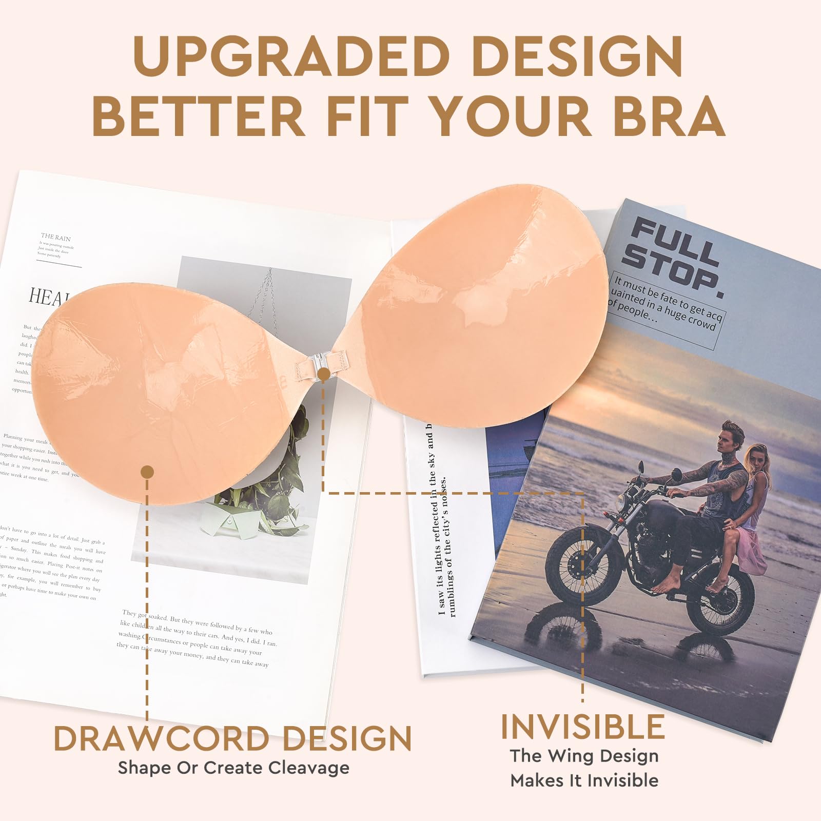 Sticky Strapless Push Up Bra with Nipple Covers - Silicone Adhesive Cups, Washable & Reusable - Perfect for Backless Dresses, Wedding Gowns & Special Occasions