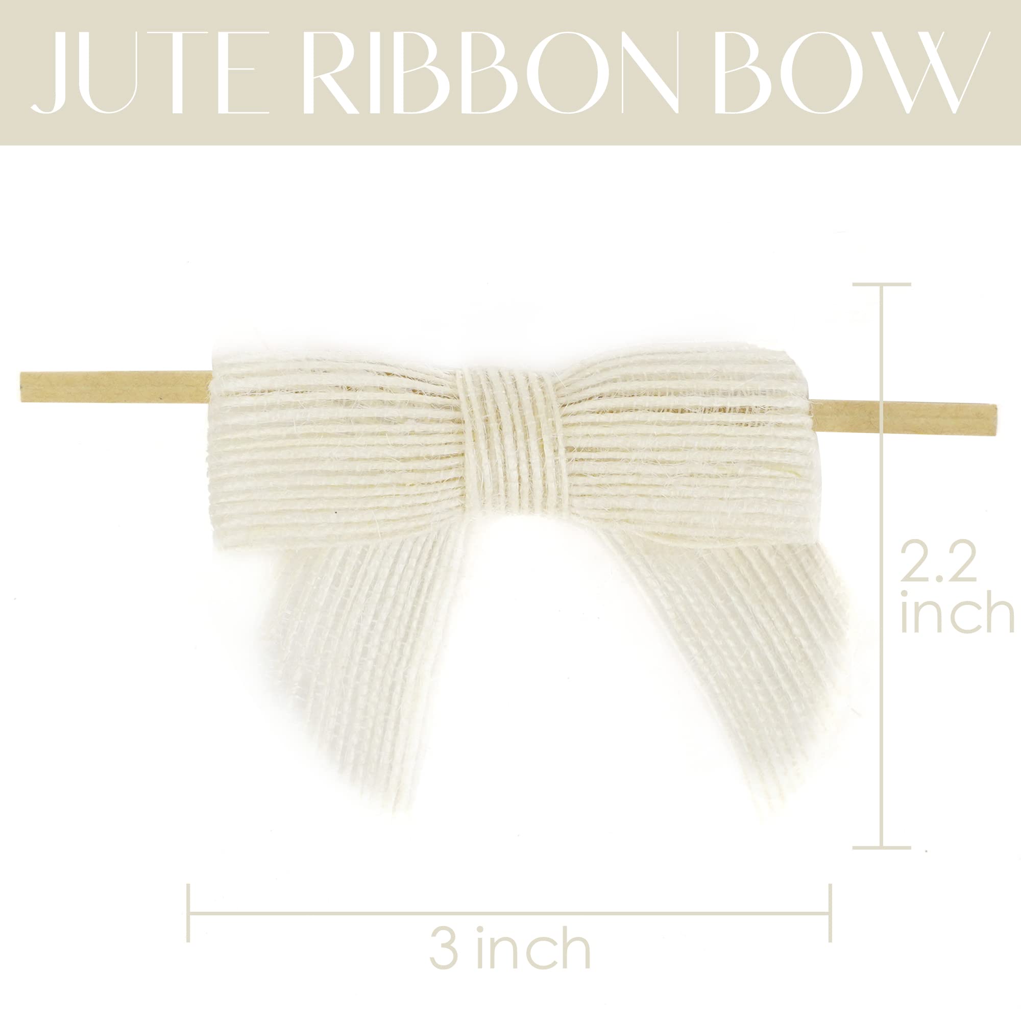 Premade 3 Inch Ivory Burlap Bows for Wedding Decor, Gift Wrapping, Treat Bags & Crafts - Rustic Jute Bows with Twist Tie for Wreaths, Cake Pops & Party Decorations (12 Count) - Perfect for Rustic Weddings, Baby Showers & DIY Projects