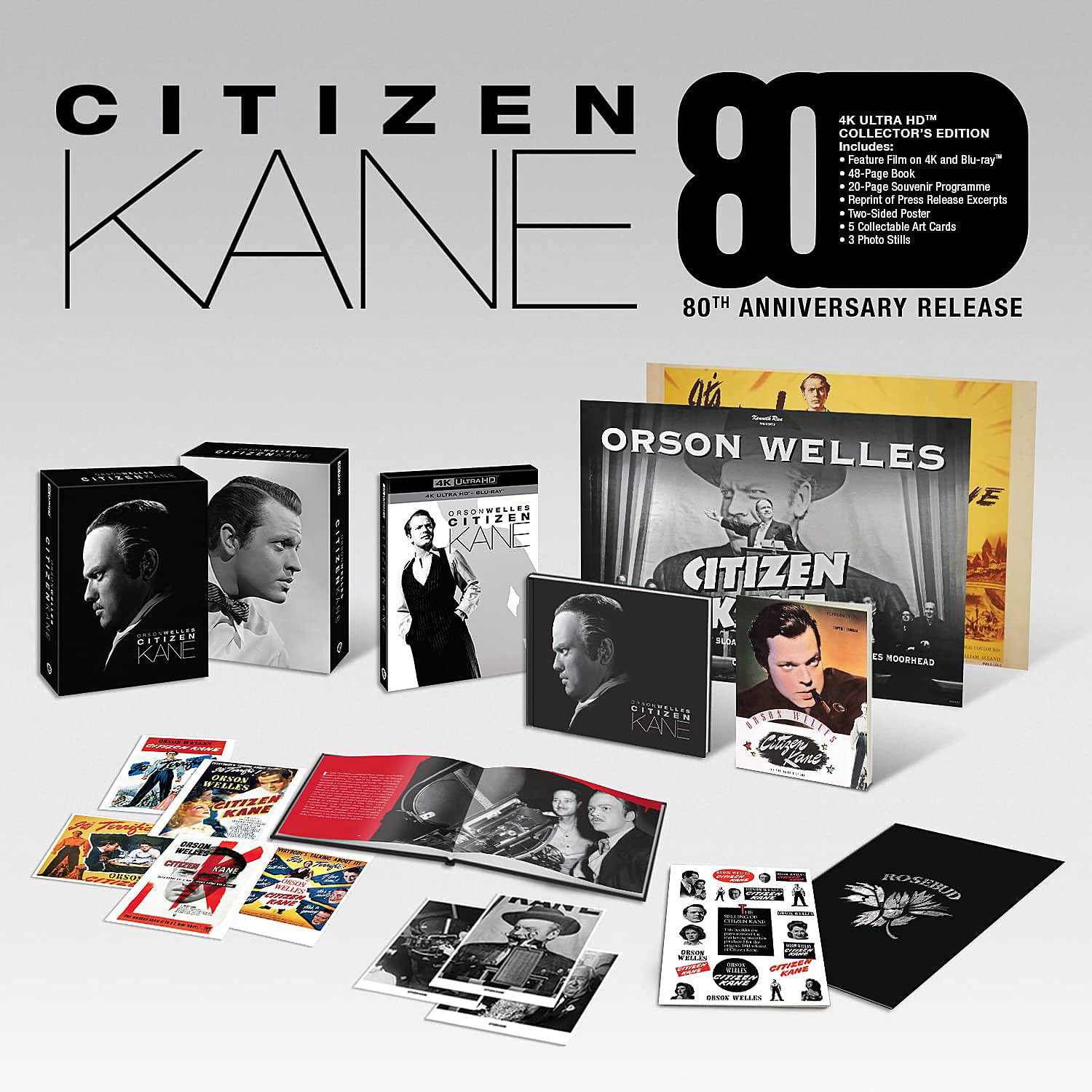 Citizen Kane 80th Anniversary Limited Edition 4K UHD Blu-ray - Classic Movie Collection for Film Enthusiasts & Home Theater Setups