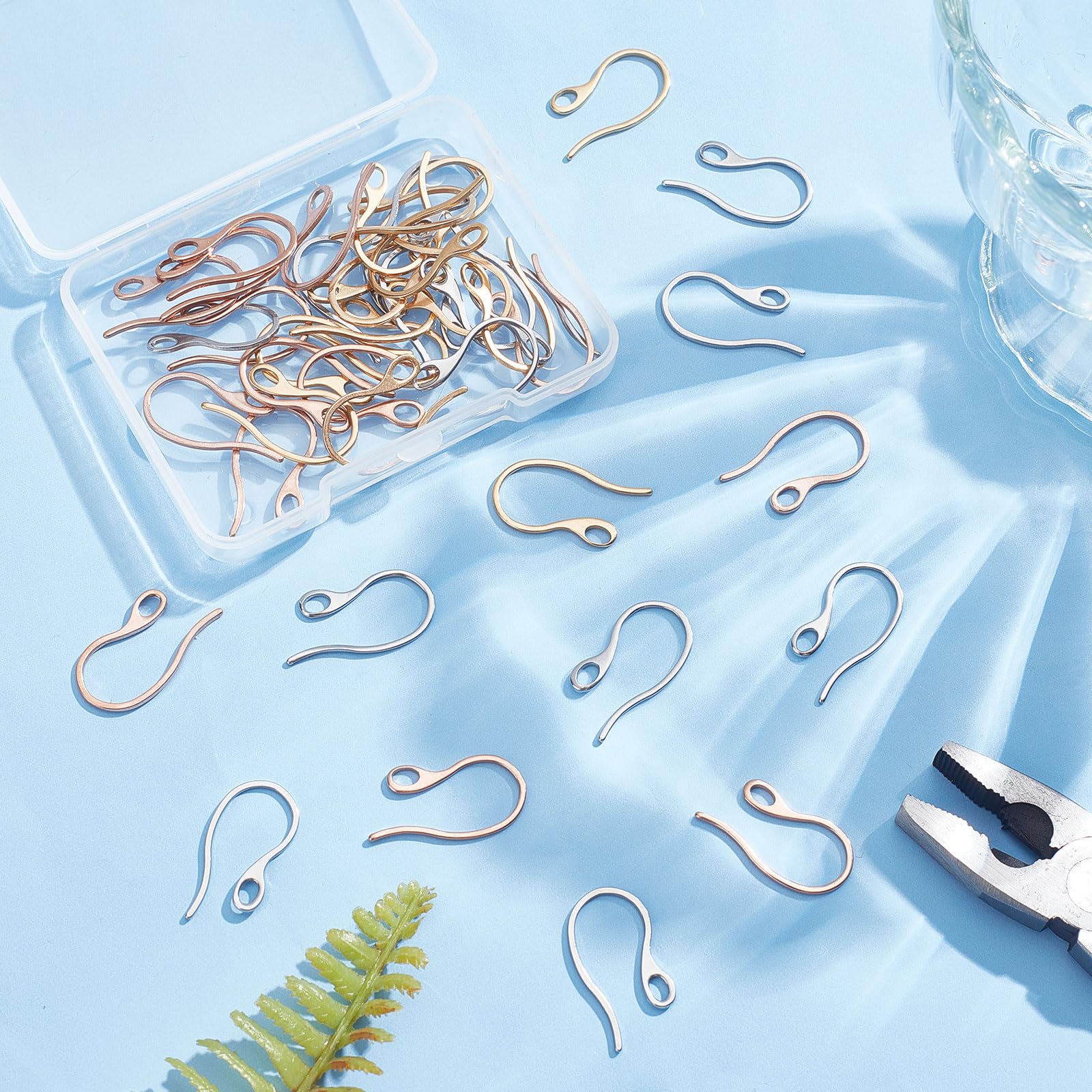45pcs 3-Color 304 Stainless Steel Earring Hooks & Ear Wires with Loop - DIY Jewelry Making Supplies for Handmade Earrings, Gifts & Craft Projects