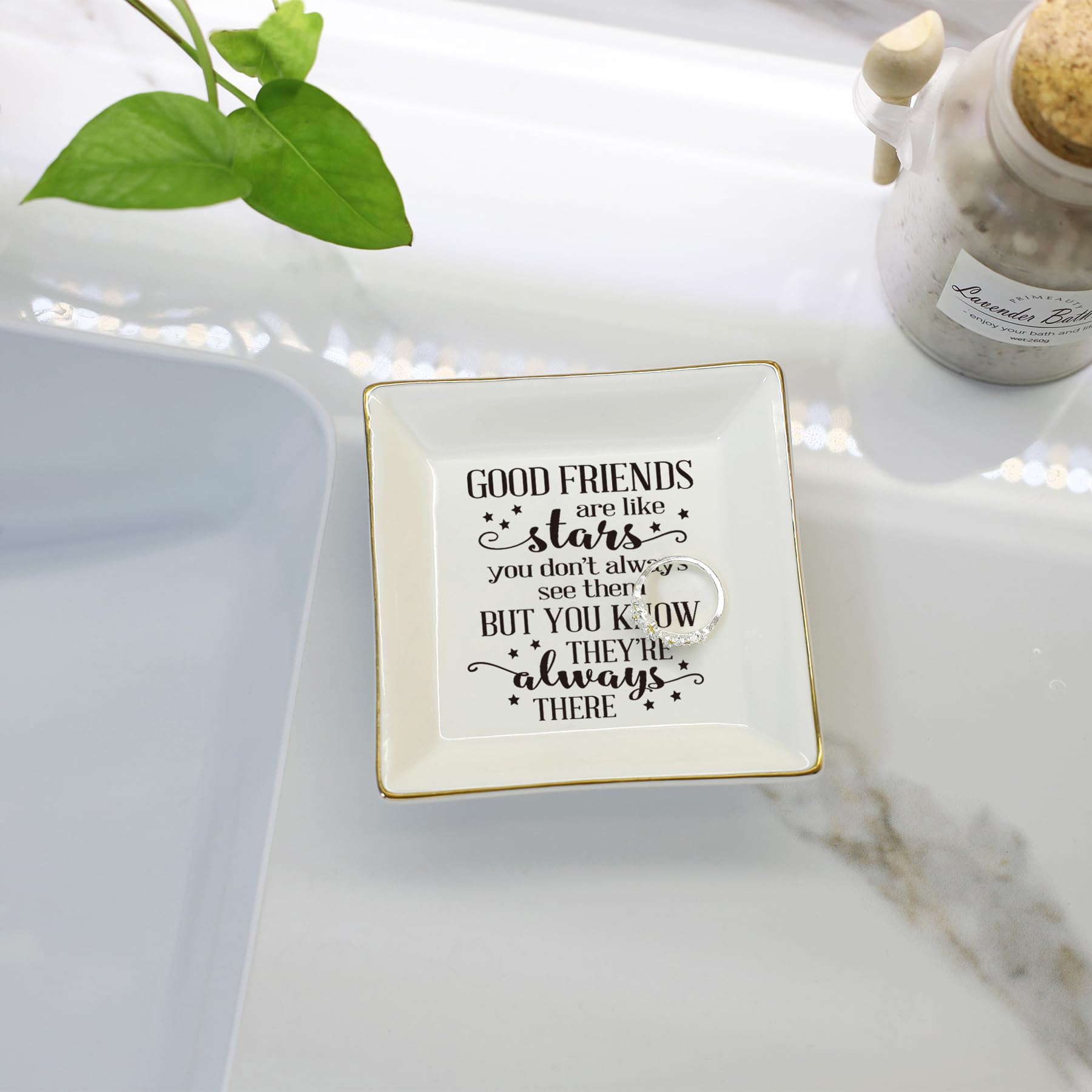 Ceramic Ring Dish Jewelry Tray - Elegant Home Decor Gift for Women, Mom, Sister & Friends | Perfect for Bathroom, Bedroom, Vanity & Entryway Organization