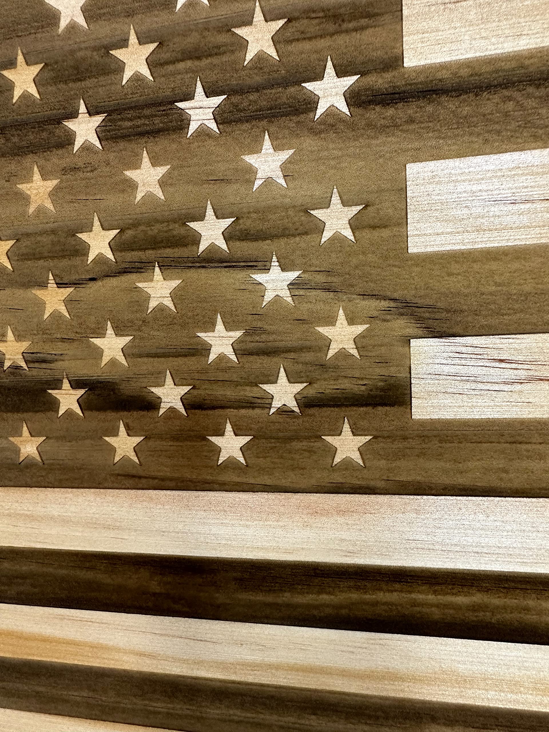 American Flag Concealed Gun Cabinet - Hidden Gun Storage Safe with Patriotic Design (Natural Wood Finish) | Perfect for Home Security & Firearm Protection