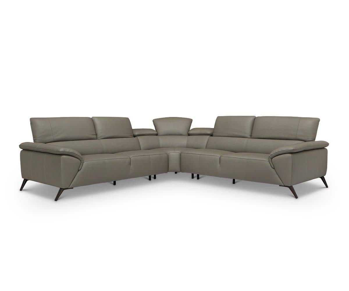 Premium Abella Leather Sectional Sofa - Modern Genuine Leather Couch for Living Room, Family Room & Lounge - Comfortable & Stylish Home Furniture