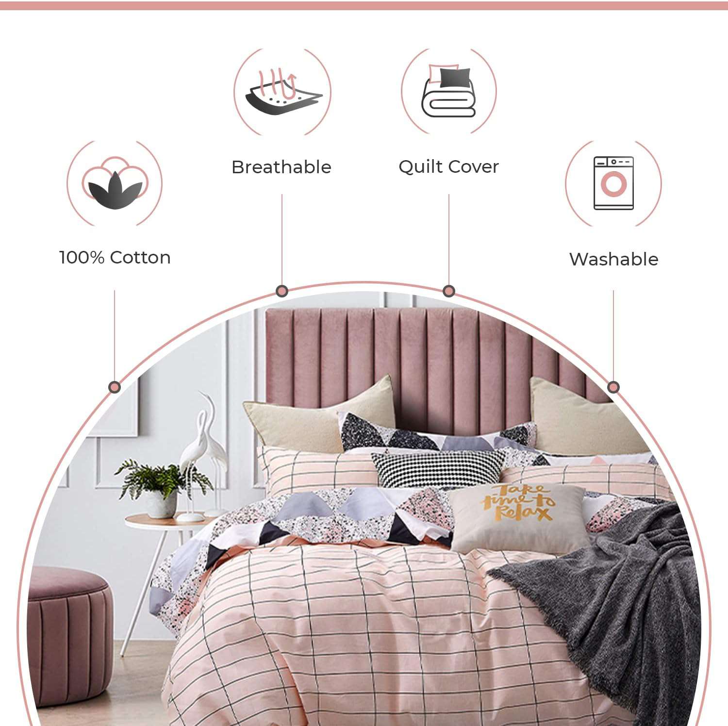 Annie 100% Cotton Reversible Quilt Cover Set - King Size Bedding for Luxurious Comfort | Perfect for Master Bedrooms & Guest Rooms