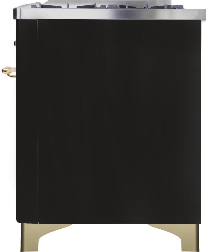 ILVE Majestic II 48-Inch Dual Fuel Range - Liquid Propane Gas Stove with Oven - Glossy Black Finish (Model UM12FDNS3BKGLP) - Perfect for Gourmet Kitchens & Professional Chefs