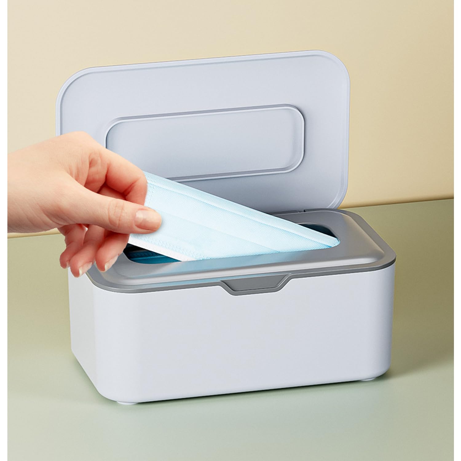 Face Mask Dispenser Box With Cover - Clear Plastic Storage Organizer for Personal Protective Masks (Blue) | Perfect for Home, Office & Travel Use