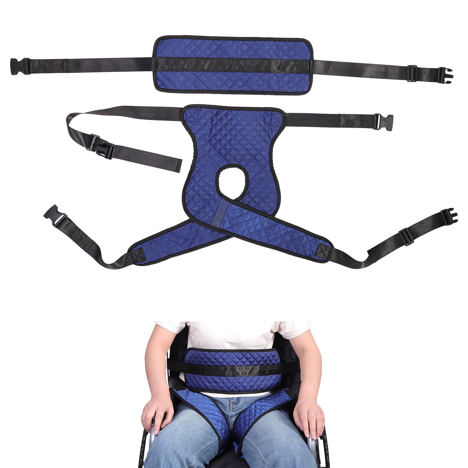 Adjustable Wheelchair Seat Belt with Buckle - Waist & Leg Safety Restraint for Elderly, Disabled & Patients - Comfortable & Secure Mobility Aid - Blue (Ideal for Home Care, Hospitals & Nursing Facilities)