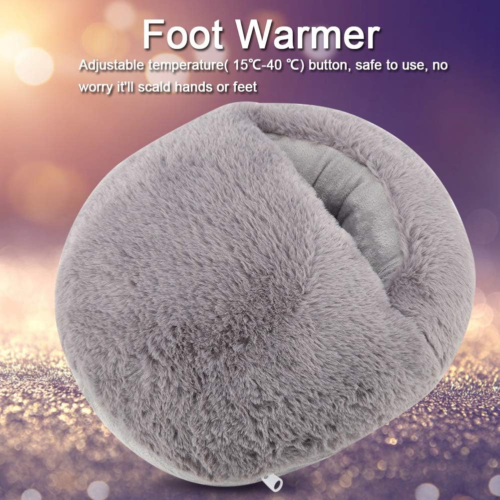 USB Heated Winter Slippers - Electric Foot Warmers for Cold Weather, Office & Indoor Use - Cozy Gray Warm Shoes for Home, Work & Outdoor Activities