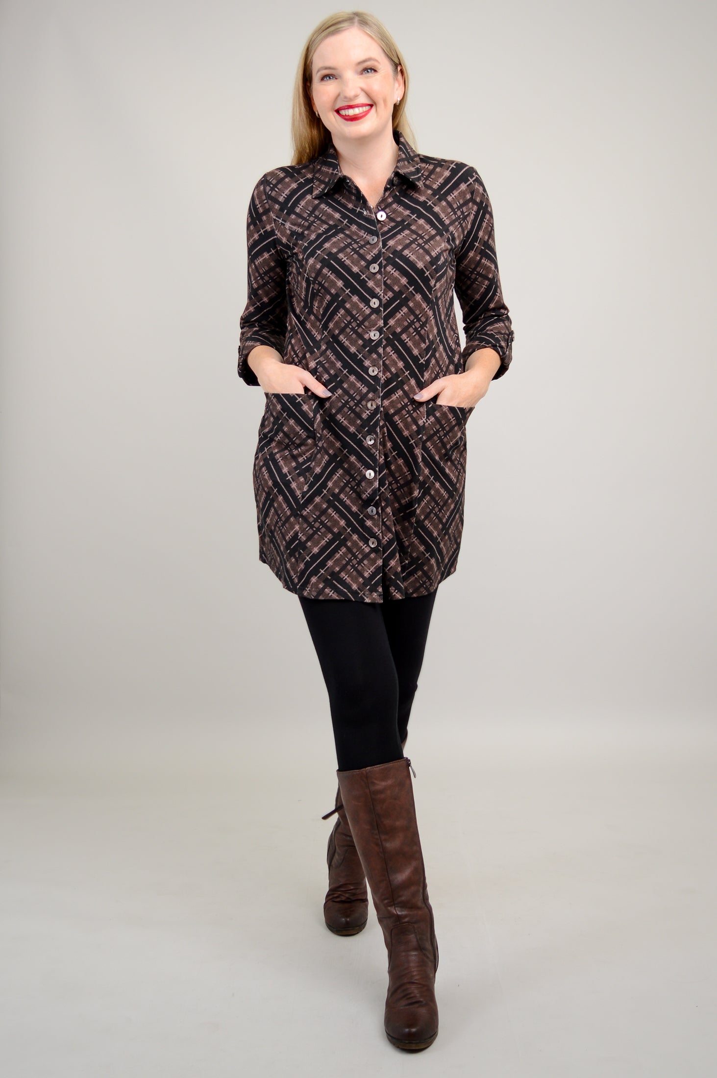 Charlie Tunic - Soft Bamboo Fabric Plaid Tops for Women | Final Sale | Perfect for Casual Wear, Office Outfits & Weekend Brunch
