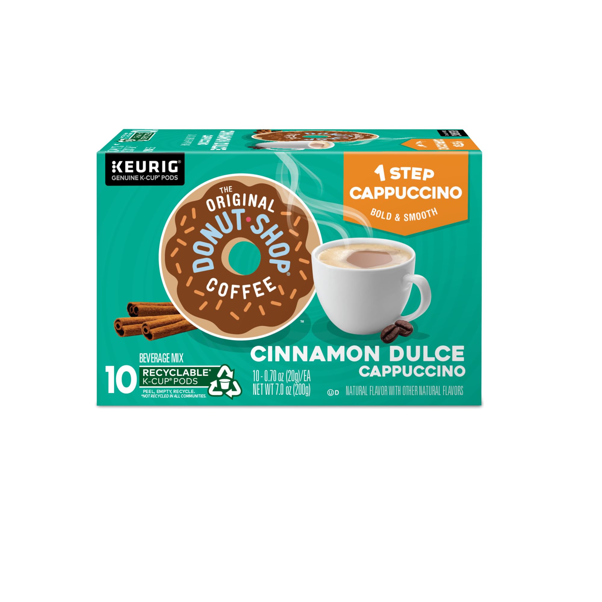 The Original Donut Shop One-Step Cinnamon Dulce Cappuccino Keurig K-Cup Pods - 60 Count (6 Packs of 10) - Perfect for Home, Office & Breakfast Time