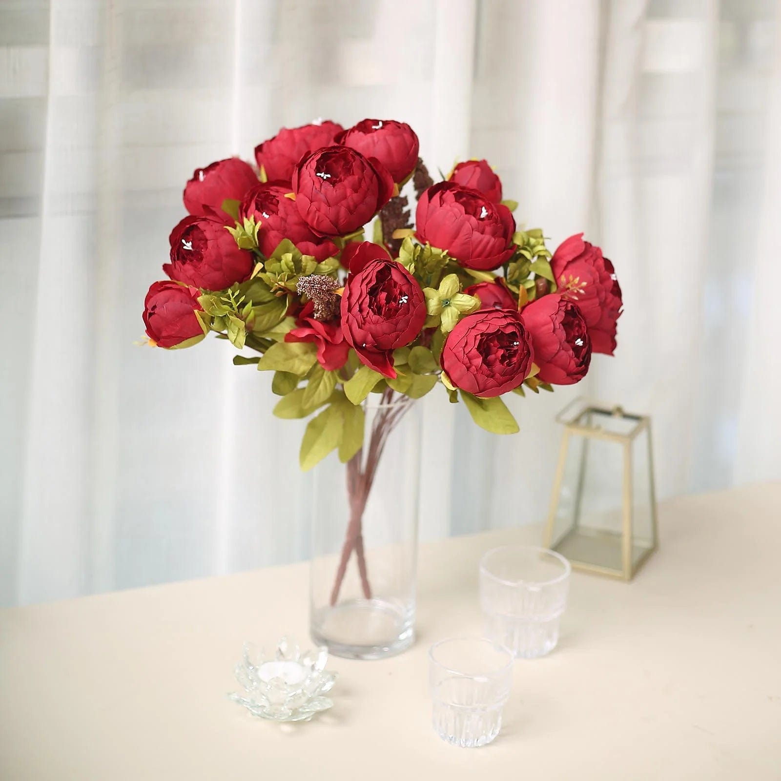 2 Pack 19 Stems Silk Peony Flowers Artificial Floral Arrangement - Perfect for Home Decor, Wedding Centerpieces & Office Tabletop Decoration