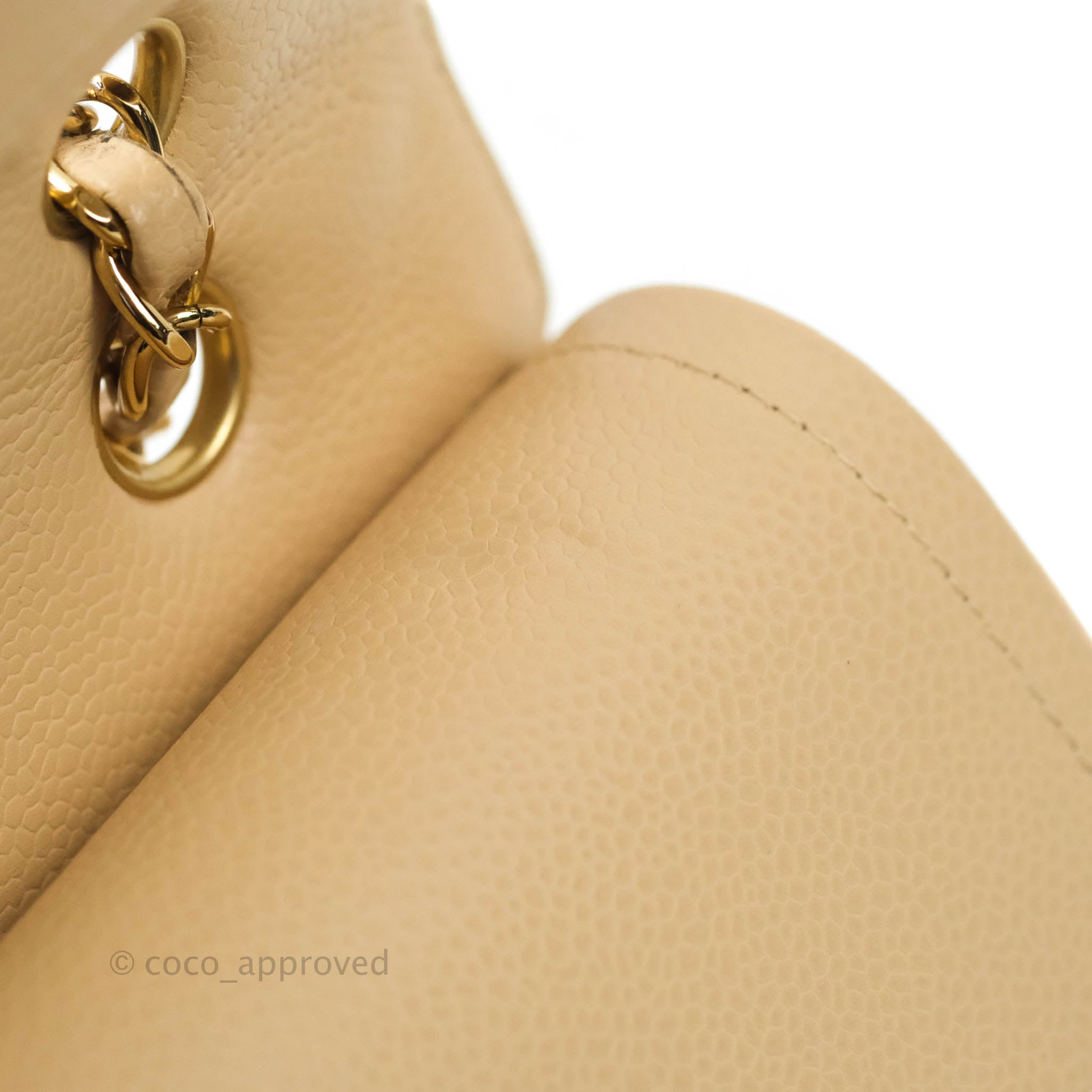 Chanel Classic M/L Medium Double Flap Bag in Beige Caviar Leather with Gold Hardware - Luxury Handbag for Women, Perfect for Work, Date Night & Special Occasions