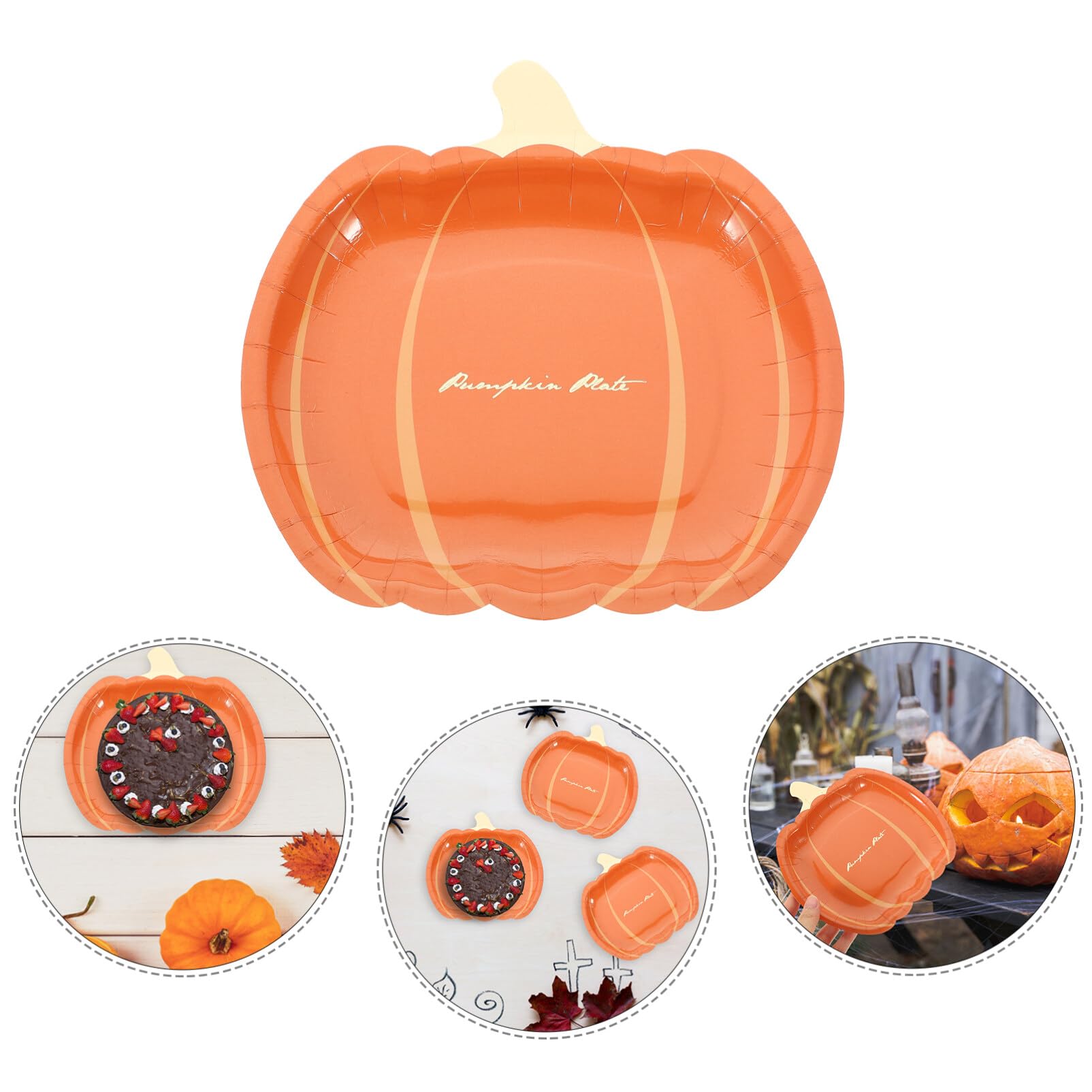 20-Pack Pumpkin Cutlery Paper Plates - Halloween Party Dinnerware, Fall Thanksgiving Disposable Dessert Plates for Cake, Fruit & Snacks - Perfect for Pumpkin-Themed Parties, Baby Showers & Autumn Gatherings