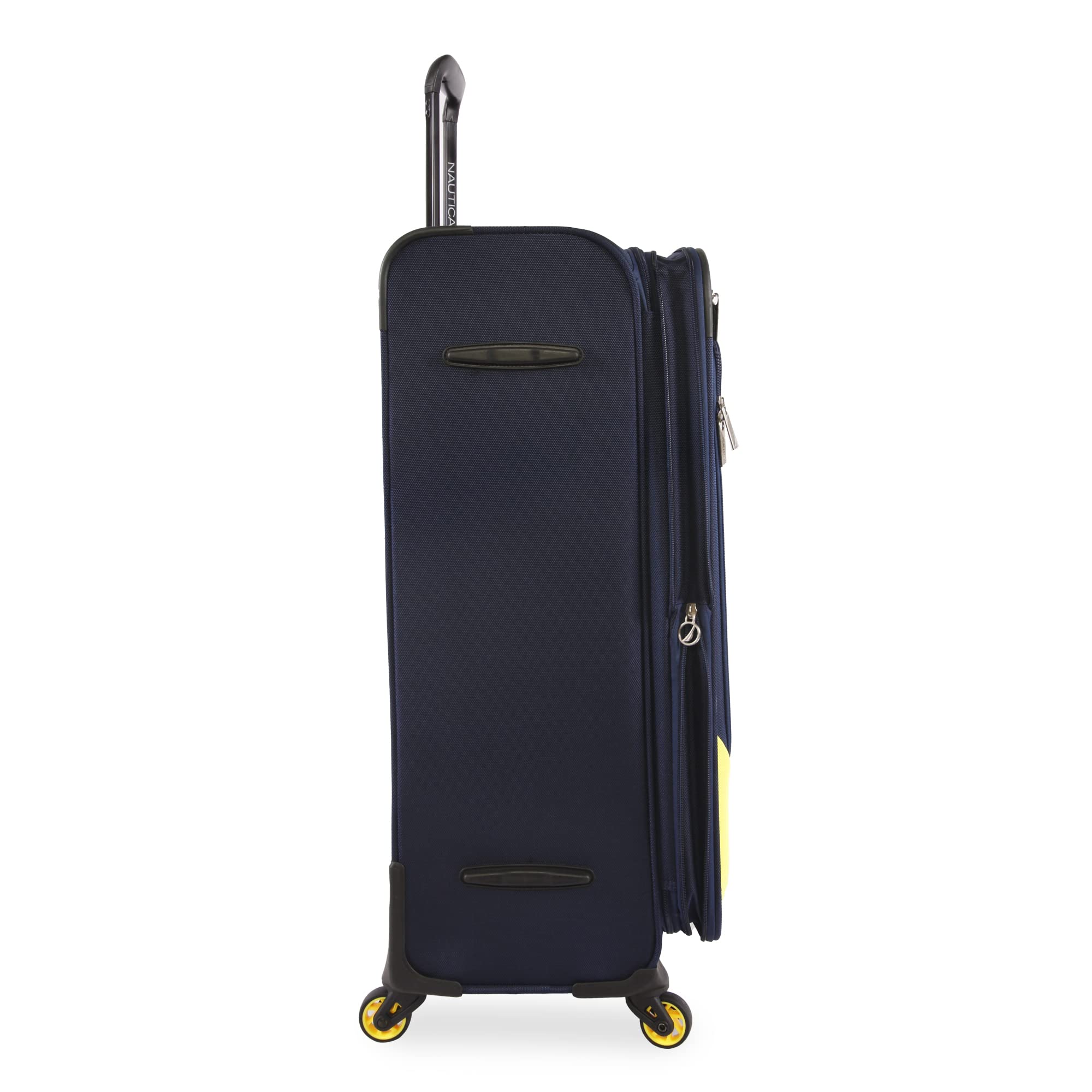 NAUTICA Helios 2-Piece Softside Luggage Set in Navy & Yellow - Lightweight Spinner Suitcase for Travel, Business Trips & Weekend Getaways