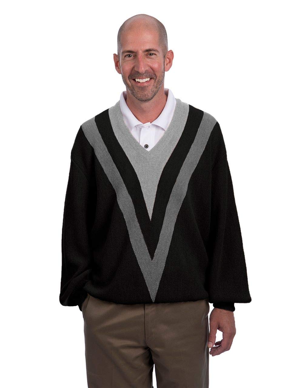 Men's V-Neck Retro Pullover Sweater - 100% Alpaca Wool Vintage Golf Sweater for Men - Warm & Comfortable Winter Knitwear for Golfing, Office & Casual Wear