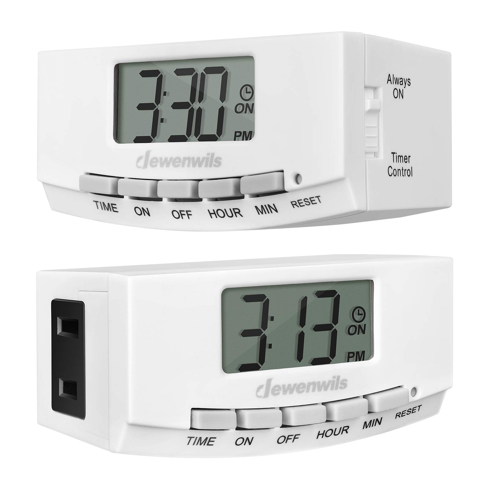 DEWENWILS 24-Hour Mechanical Timer Outlet - 2 Pack UL Listed (125V 15A 1000W) with Polarized Plug for Lamps, Heaters, Fans & Aquariums | Perfect for Christmas Lights, Home Automation & Energy Savings