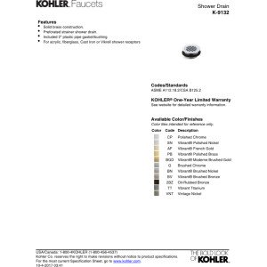 Kohler K-9132-2BZ Oil Rubbed Bronze Shower Drain with Grid Strainer - Durable Bathroom Drainage Solution for Showers and Bathtubs