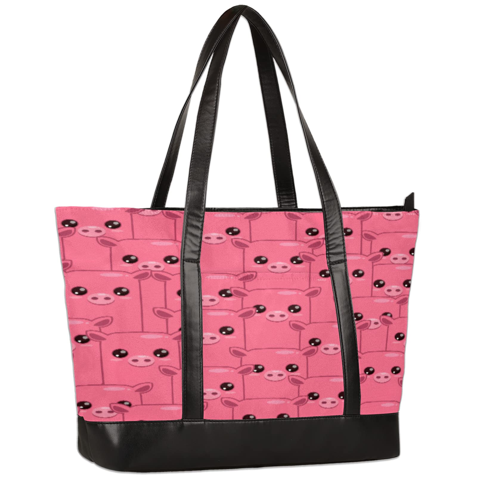 Stylish Waterproof Laptop Tote Bag for Women 15.6 Inch - Lightweight Pig Pattern Shoulder Bag for Business, Office, School & Travel - Perfect for Work Commute and Daily Use