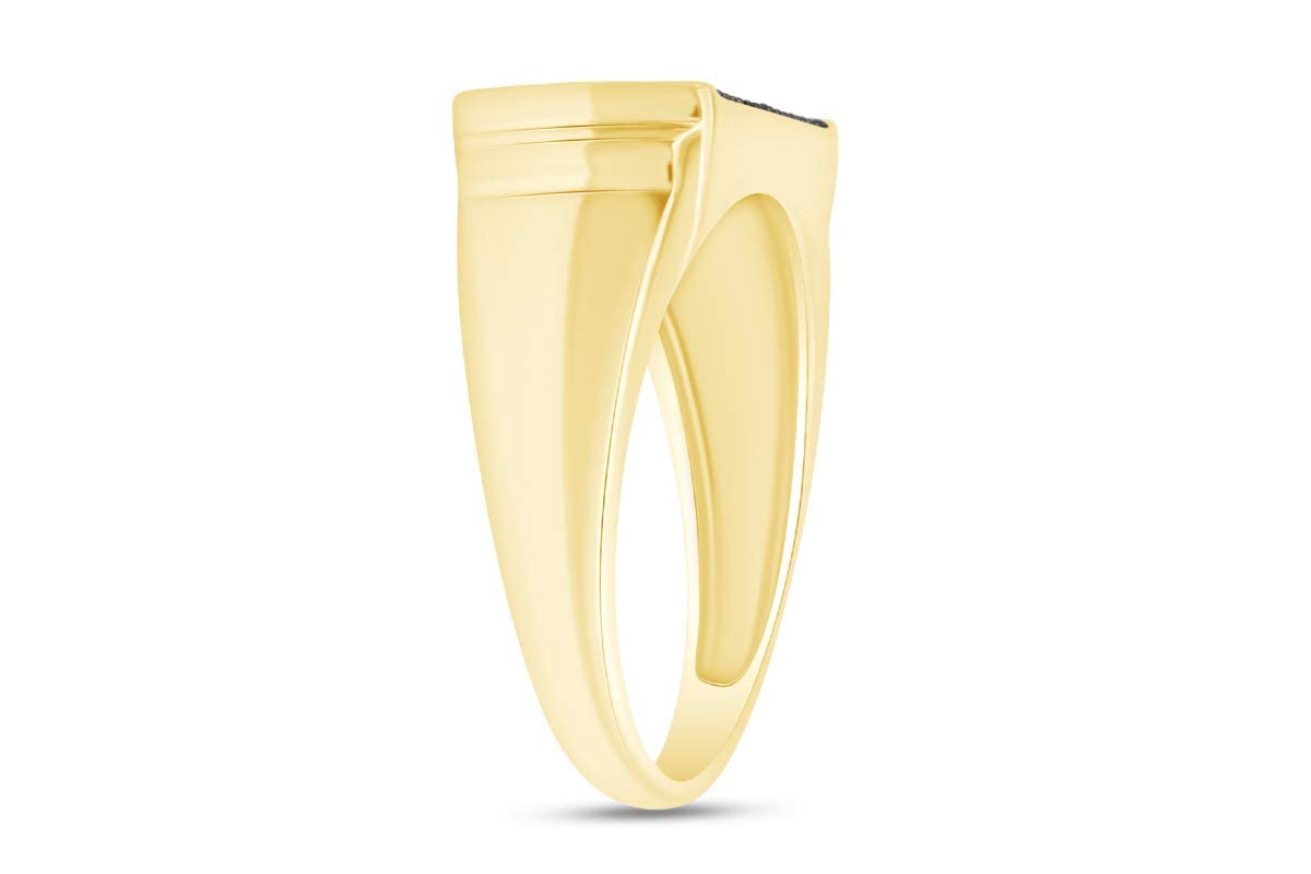 14K Gold Over Sterling Silver Black Natural Diamond Accent Men's Wedding Band Ring (0.01 CTTW) - Perfect for Anniversary Gifts, Father's Day & Everyday Wear