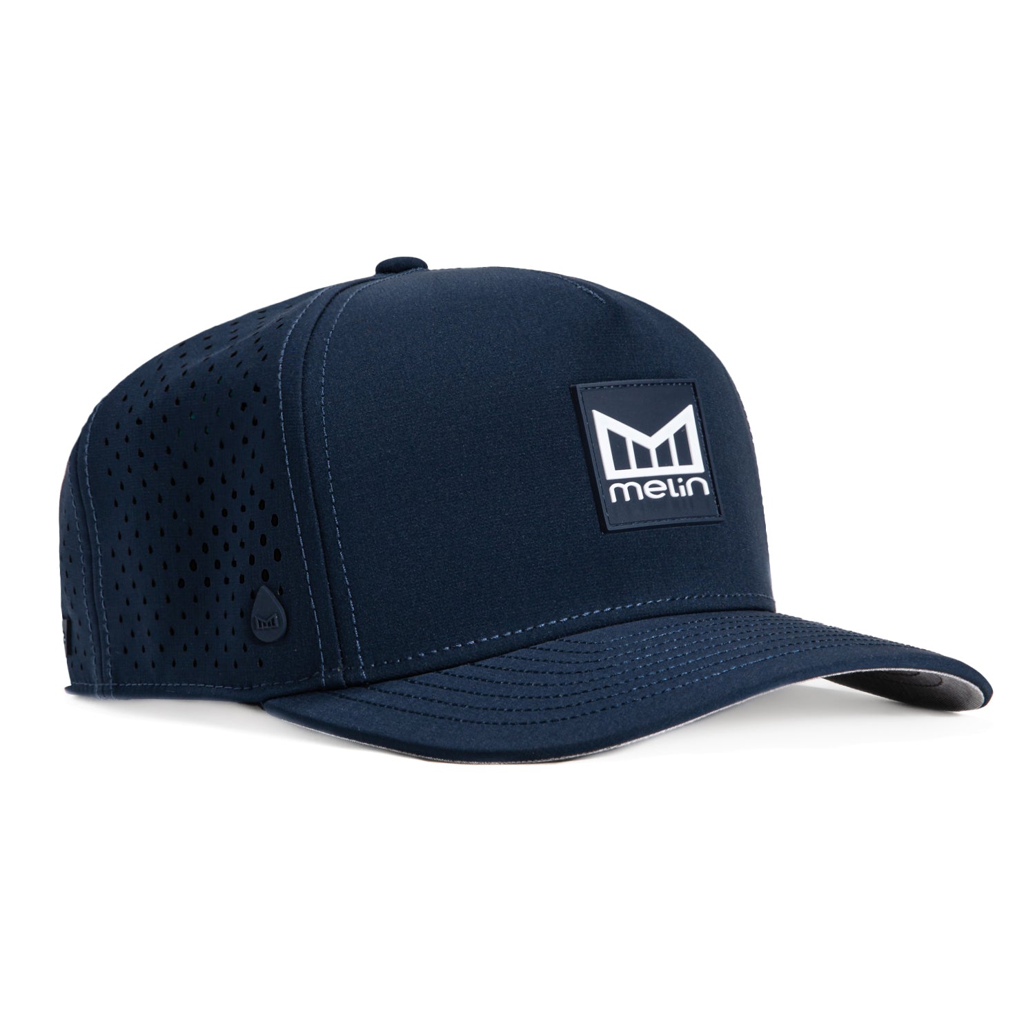 Melin Odyssey Stacked Hydro Snapback Hat - Navy Blue Adjustable Baseball Cap for Men & Women - Perfect for Outdoor Sports, Running, Hiking & Casual Wear