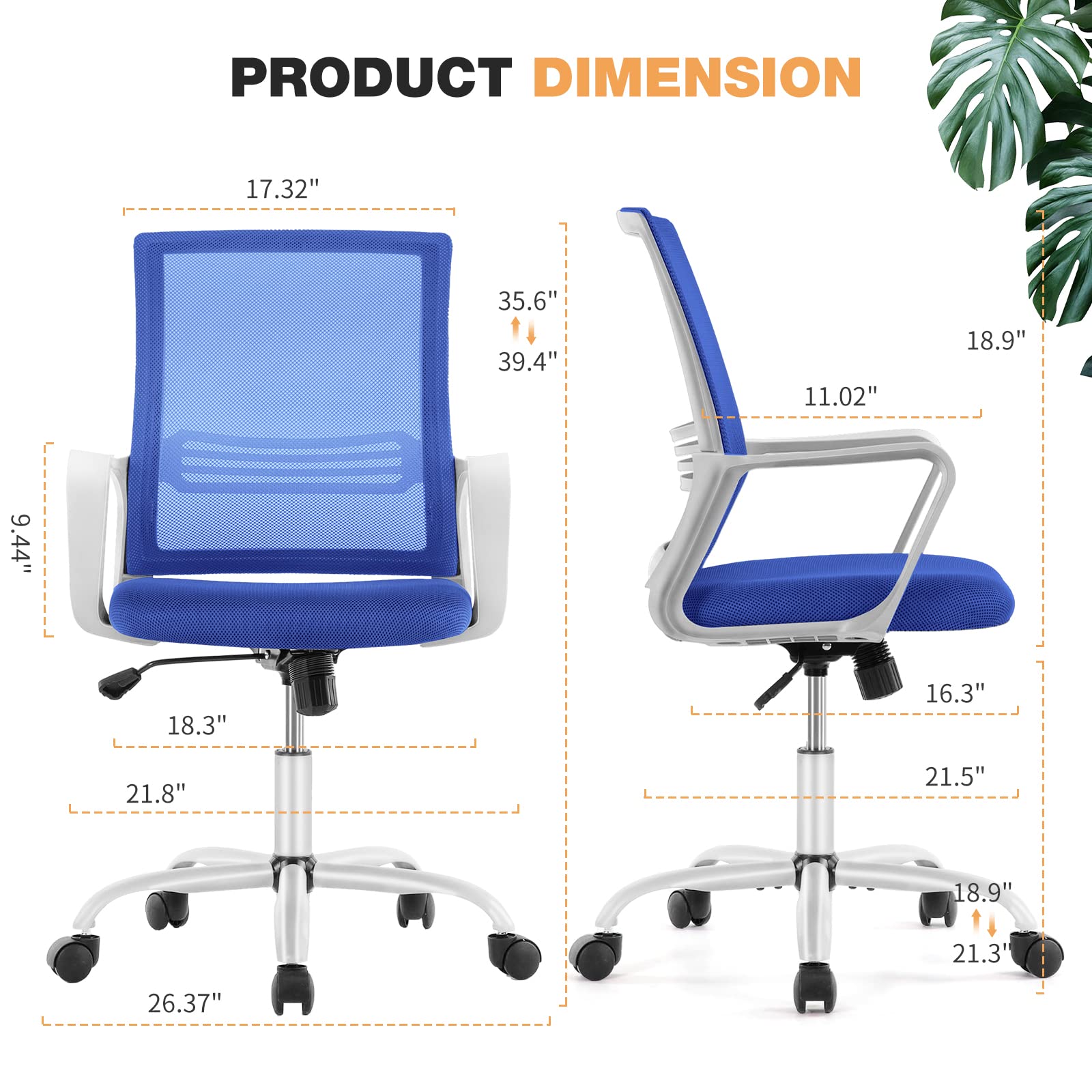 Ergonomic Office Chair with High Back & Lumbar Support - Adjustable Mesh Computer Chair with 4D Headrest & Armrests - Swivel Task Chair for Home Office, Gaming & Workspace Comfort