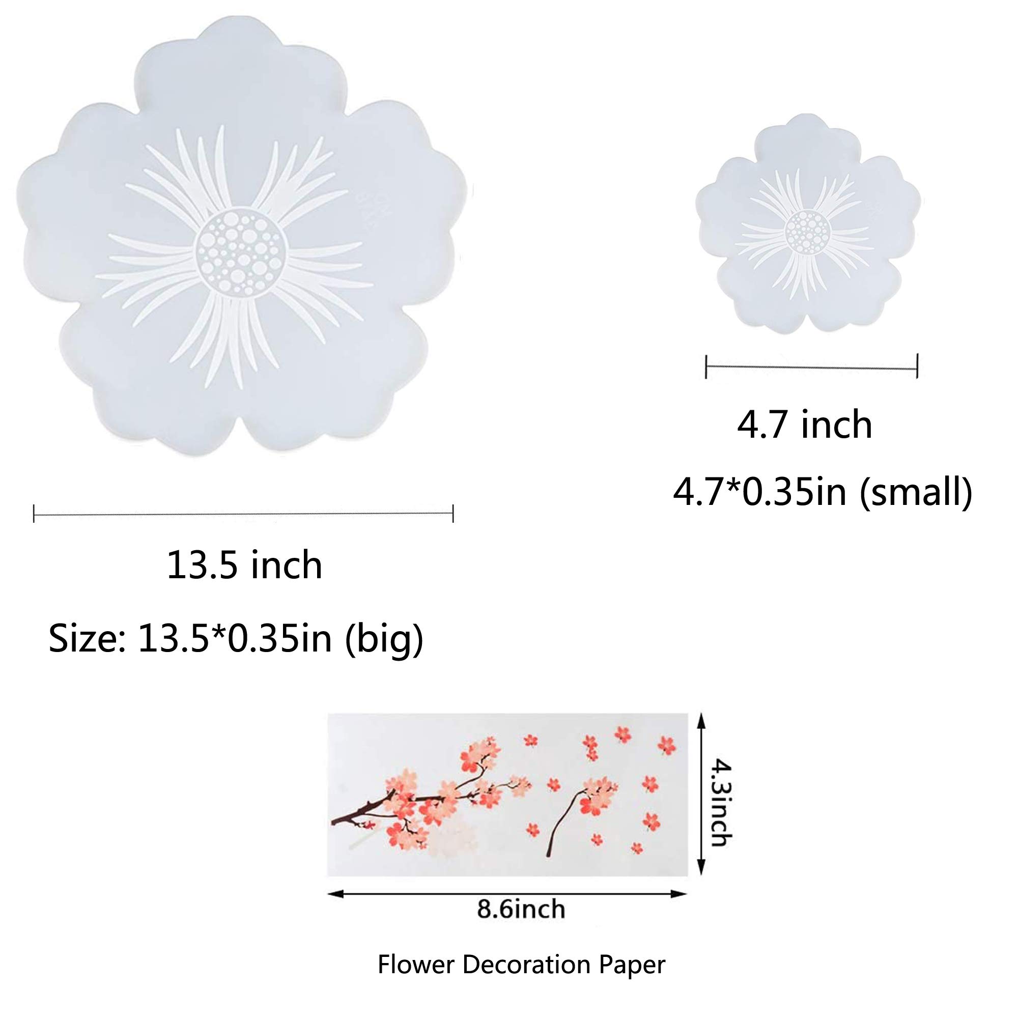 Large Silicone Flower Resin Coaster Molds Kit - 6pcs DIY Epoxy Resin Casting Trays for Agate Coasters, Home Decor & Craft Projects - Perfect for Wedding Favors, Gifts & Table Decorations
