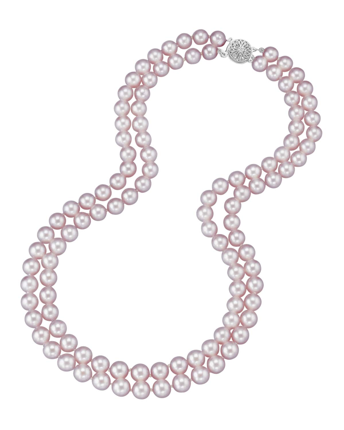 AAAA Quality Round Pink Freshwater Cultured Pearl Double Strand Necklace for Women - Elegant Gift for Anniversary, Wedding & Special Occasions | The Pearl Source