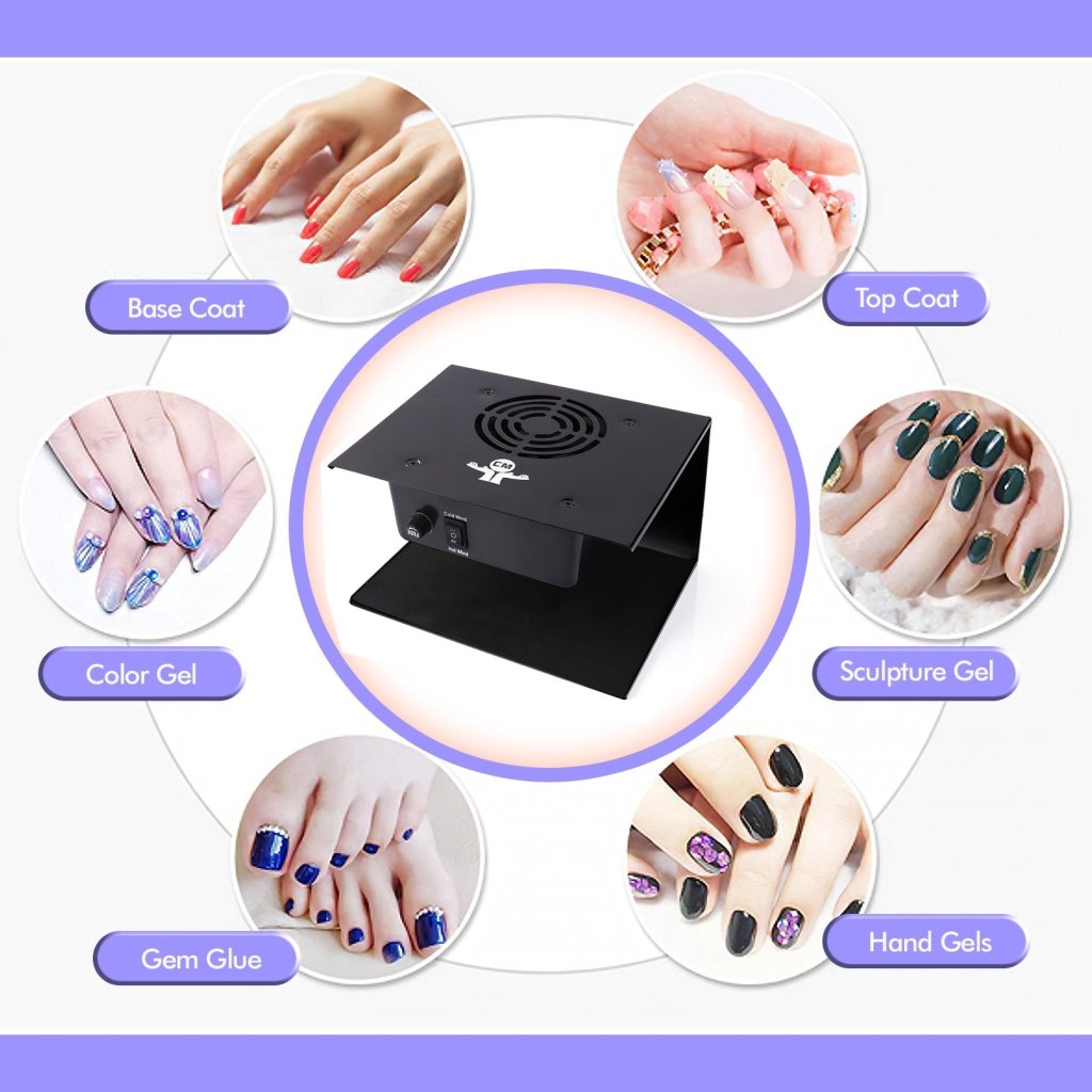 2 in 1 Hot & Cold Air Nail Dryer - Fast Drying Nail Polish Fan with Adjustable Speed for Salon & Home Manicure | Perfect for Gel, Acrylic & Regular Polish Application