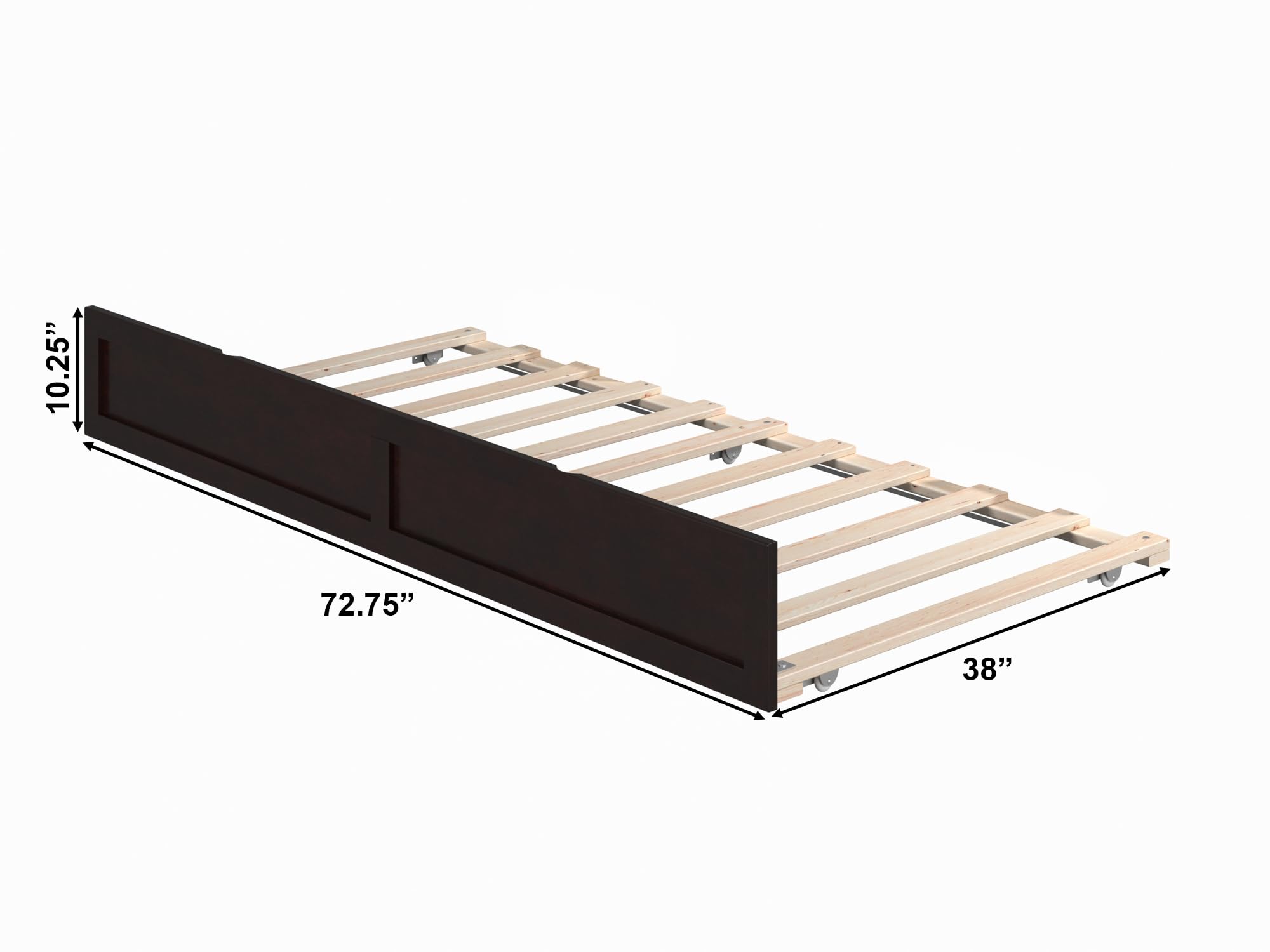 AFI Twin Size Trundle Bed Frame in Espresso Finish - Space-Saving Underbed Storage Solution for Kids, Teens, and Guest Rooms