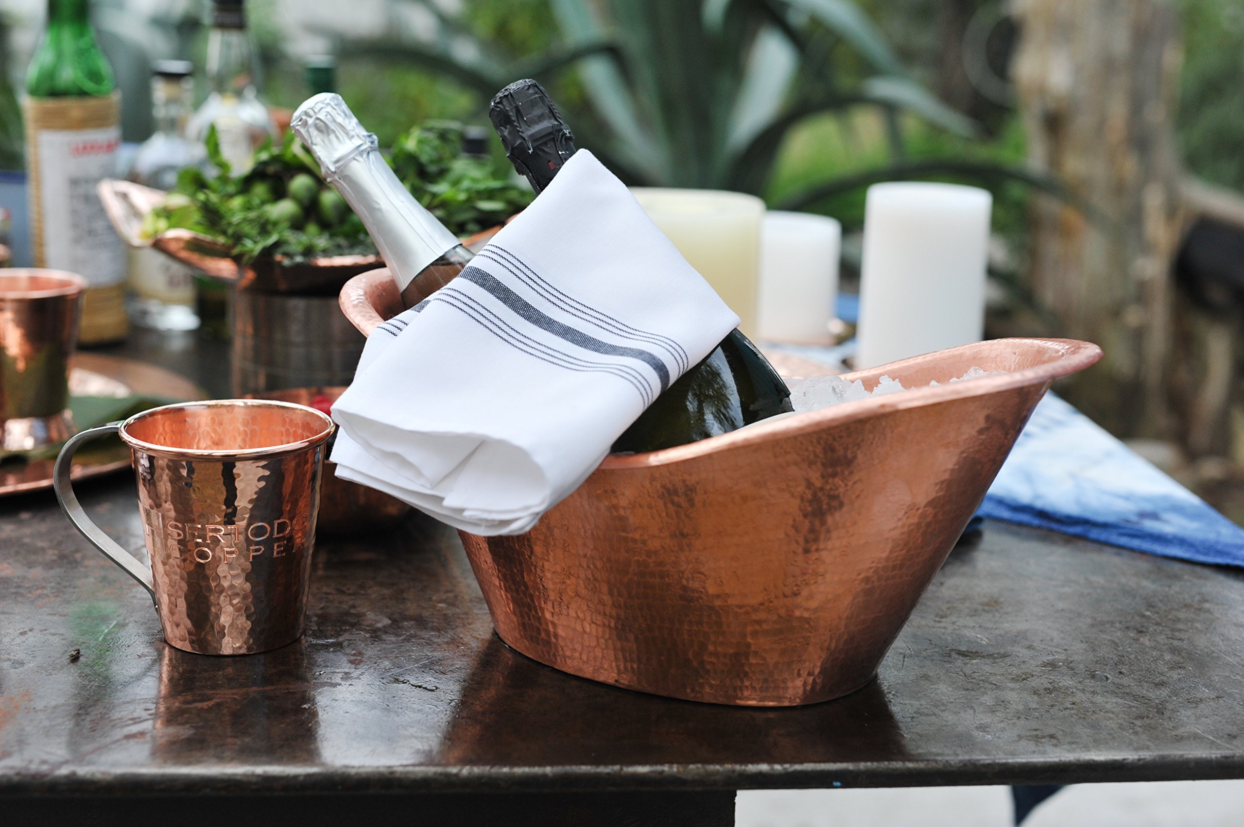 Sertodo Hand Hammered 100% Pure Copper Nile Cradle Ice Bucket - Elegant Wine Chiller for Parties, Weddings & Home Bar Decor
