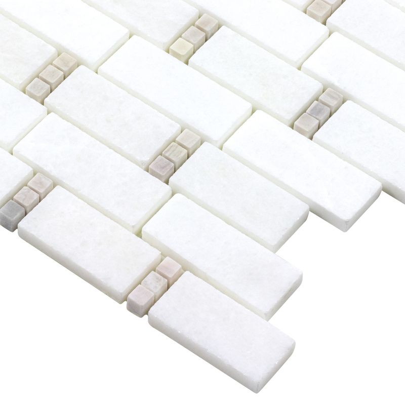 Subway Dots Stone Mosaic Tile in Beige - Perfect for Kitchen Backsplash, Bathroom Walls & Flooring
