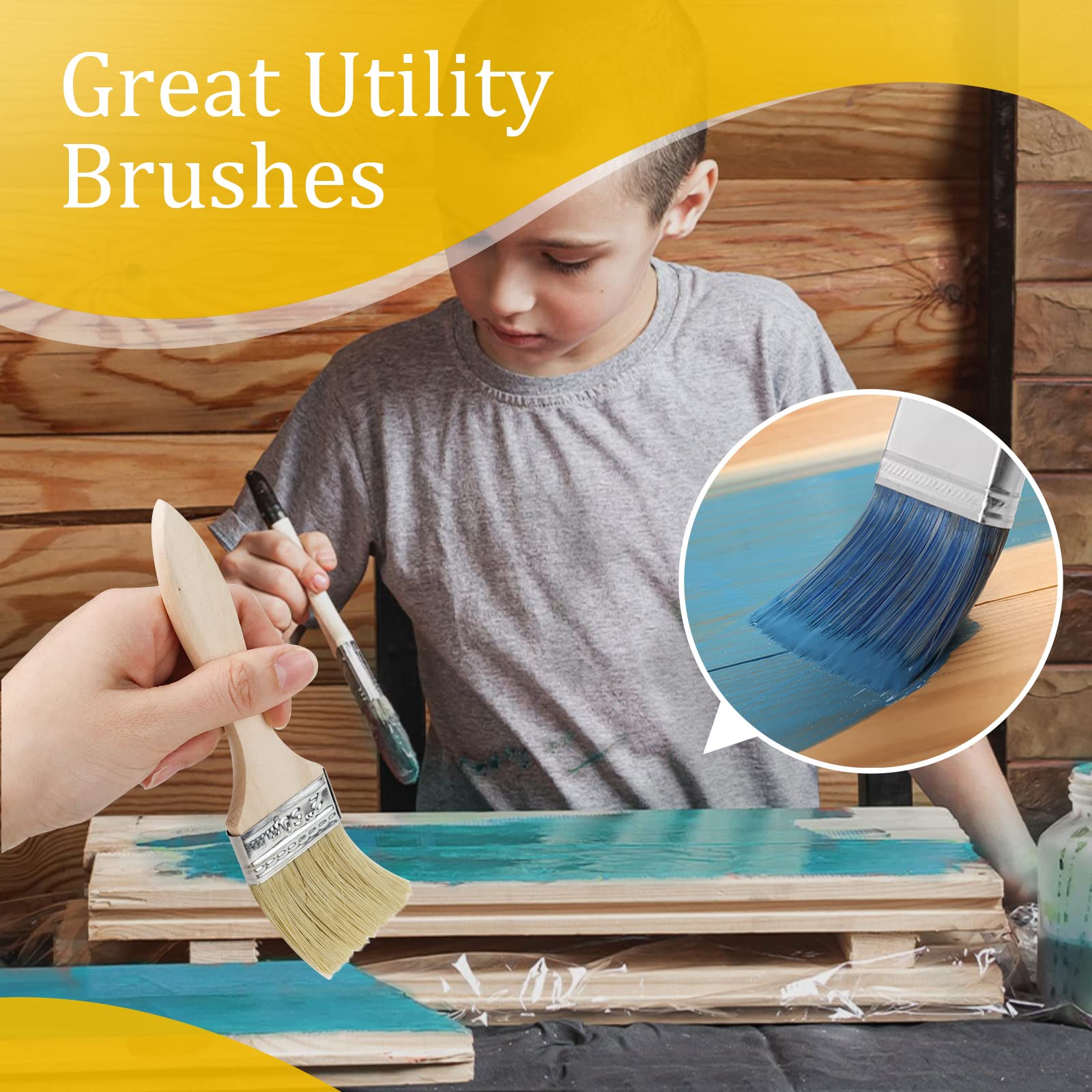 Premium 2-Inch Paint Brushes for Paint, Stains & Varnishes - Professional Wood, Wall & Furniture Painting Tools - Includes Brush Cleaner (Pack of 48) - Perfect for DIY Home Projects & Artist Watercolor Painting