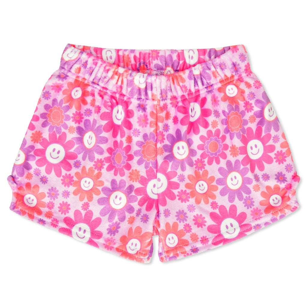 Groovy Smiles Plush Shorts - Soft & Comfortable Lounge Shorts for Women & Men - Perfect for Home, Sleepwear & Relaxation